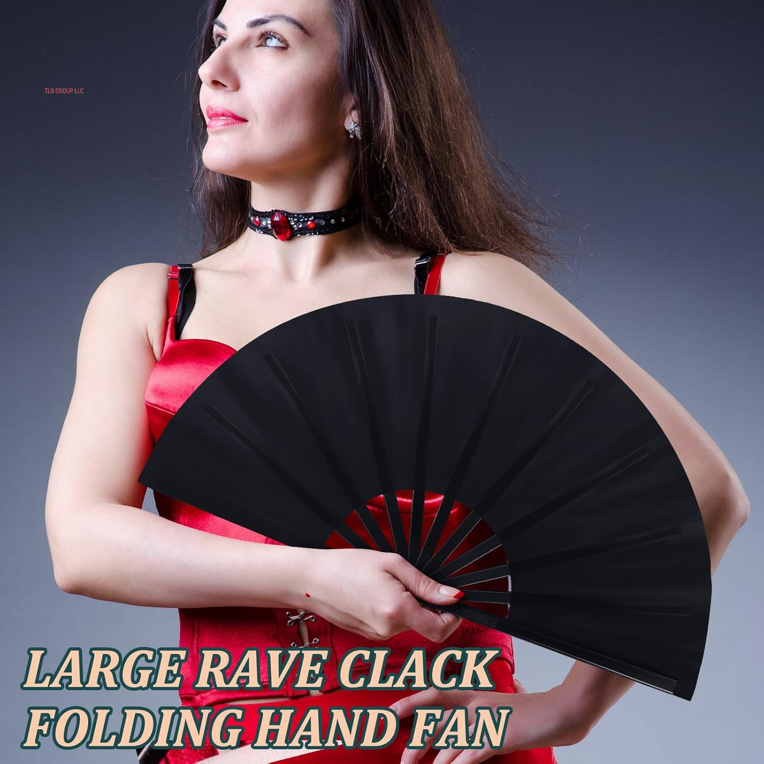 Large Folding Fans for Line Dancing Big Chinese Foldable Silk Clack Popping Fans for Line Dancing Make Sounds Boots on the Ground for Women Men Chinese Kung Fu Dance Party(Black)