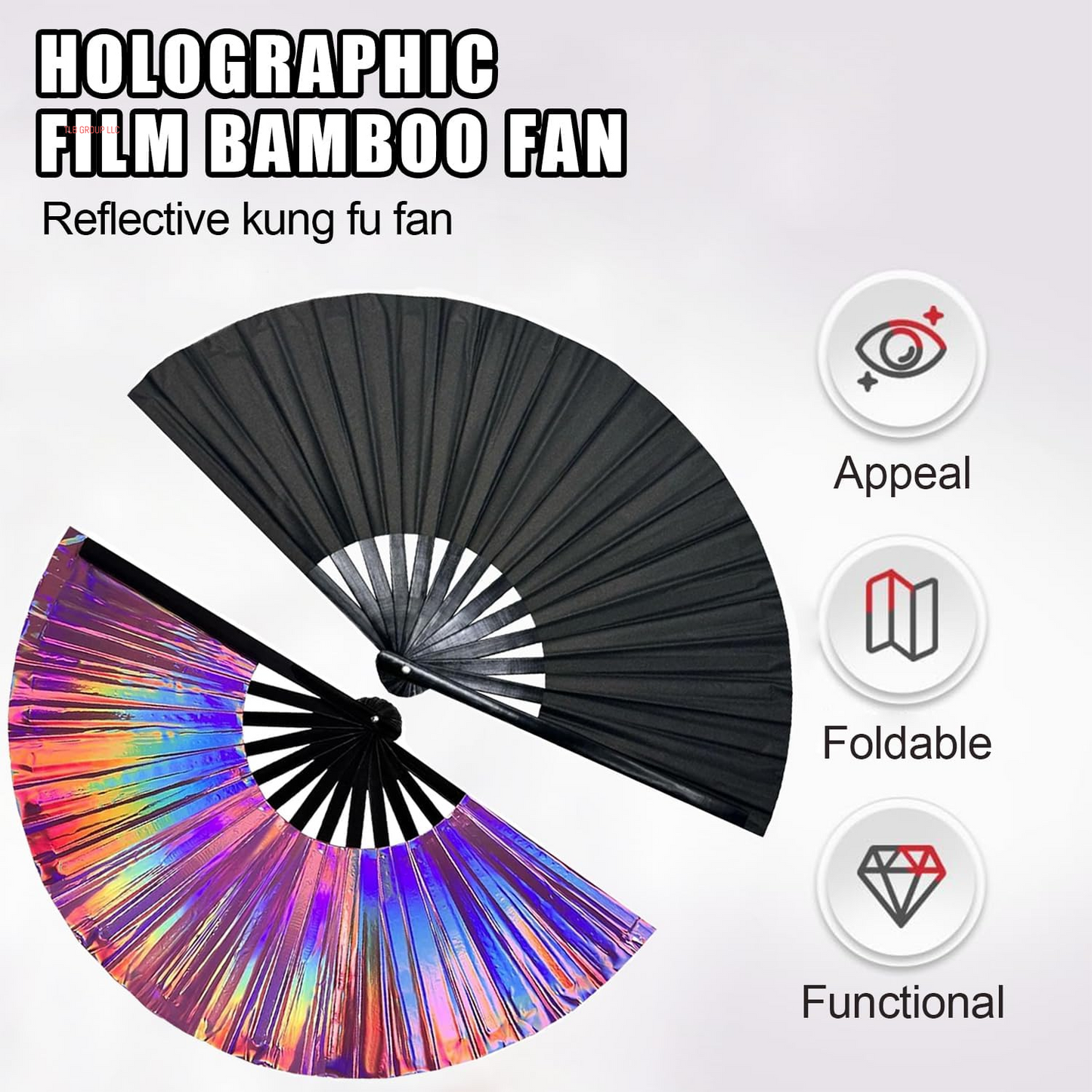 Boots on the Ground Fan,2025 New Large Holographic Folding Hands F an Line Dance Popping Fans,Boots on the Ground Hand Fan,Folding Hand Classic Style Fans Bamboo Ribs Hands Held Chinese (Black)