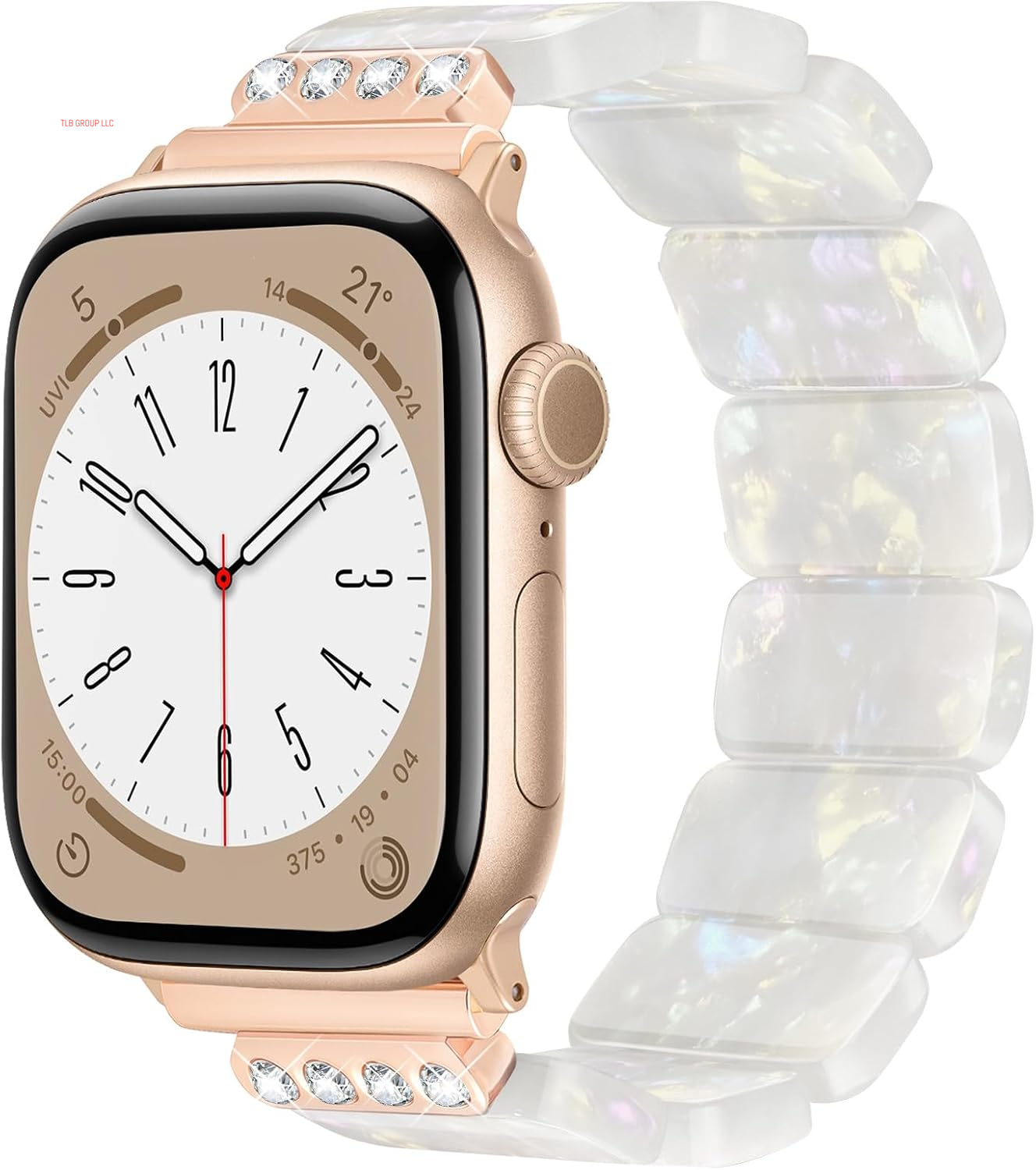 Stretchy Resin Apple Watch Band for Series Ultra/10/9/8/7/Se 38Mm40Mm41Mm42Mm44Mm45Mm46Mm49Mm Fashion Cute, Lightweight & Flexible, Rectangle Design with Iwatch Series 6/5/4/3/2/1