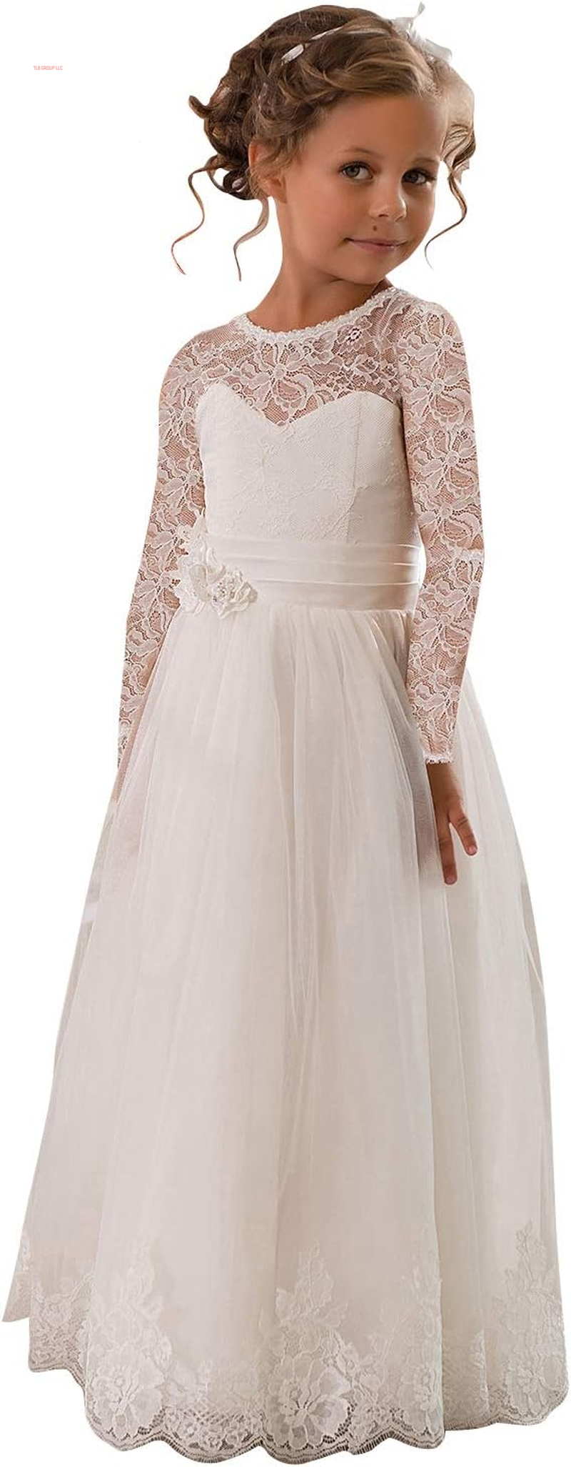 Lace Embellished A-Line Sleeveless Girls Wedding Party Dresses