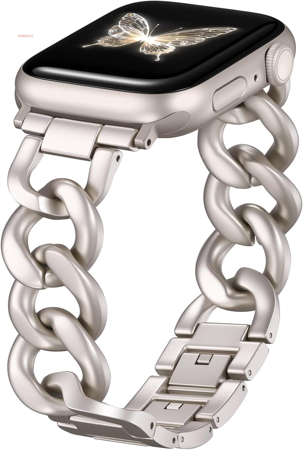 Gold Band Compatible with Apple Watch Bands for Women 40Mm 38Mm 41Mm 42Mm 44Mm 45Mm 46Mm, Metal Chain Link Steel Replacement Accessories Bracelet for Iwatch Bands Series 10 9 8 7 6 5 4 3 2 1 SE