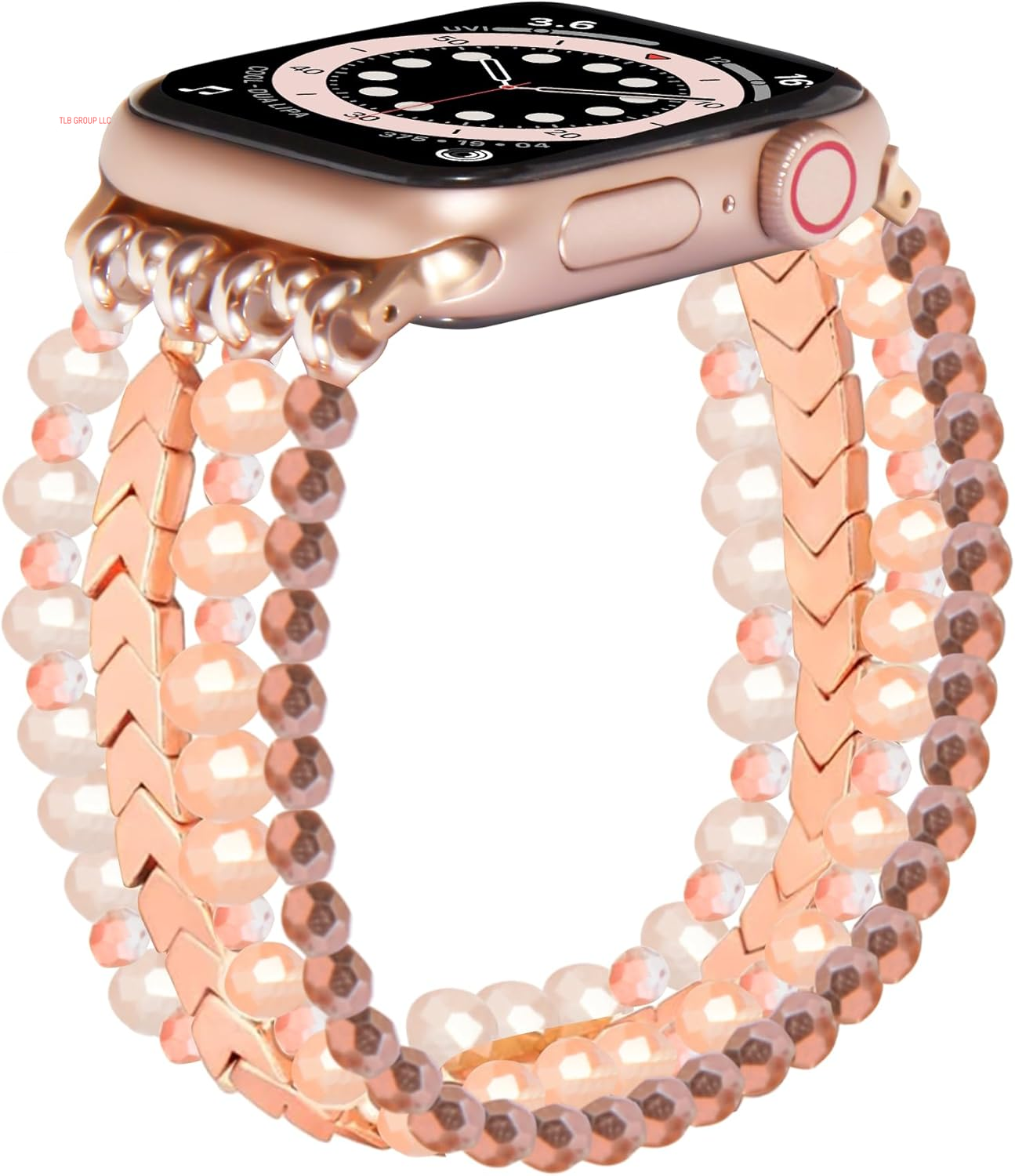 Bracelet Band Beaded Compatible with Apple Watch 38/40/41Mm Women, Fashion Elastic Stretch Strap Bands for Iwatch Series SE/9/8/7/6/5/4/3/2/1 (Black/Sliver/Grey)