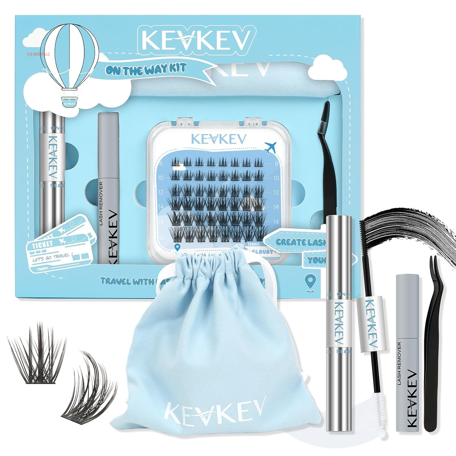 Lash Clusters Kit Lash Extension Kit D Curl Eyelash Extension Kit 280 Pcs Eyelash Clusters Kit Cluster Eyelash Extensions Individual Lashes Kit with Lash Bond and Seal Eyelash Tweezers