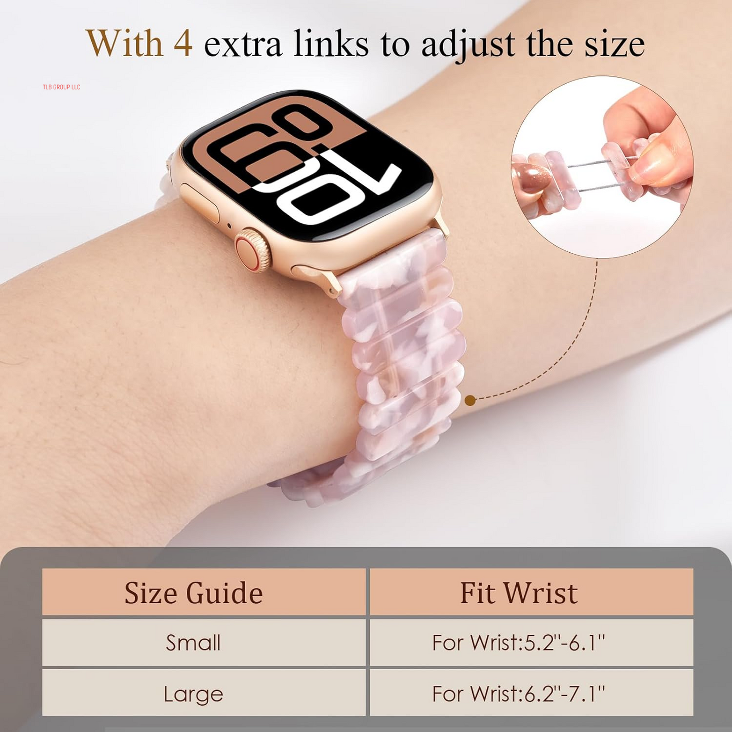 Resin Stretchy Band Compatible with Apple Watch 38/40/41Mm, 42/44/45/46/49Mm Fashion Cute Strap for Iwatch 10/9/8/7/6/5/4/3/2/1/SE Lightweight Elastic Bracelet Wristband Women,S/M