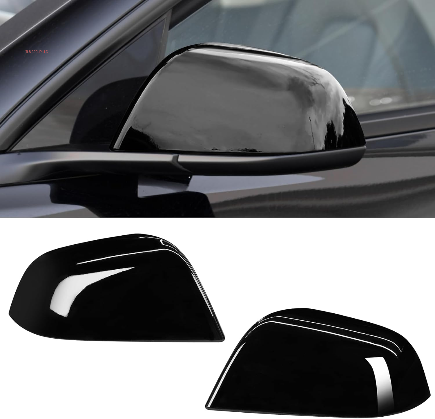 Compatible with Tesla Model 3 Mirror Caps 2017 2018 2019 2020 2021 2022 2023 2024,Left+Right Rear View Side Mirror Cover Cap Replacement for Tesla Model 3 Accessories