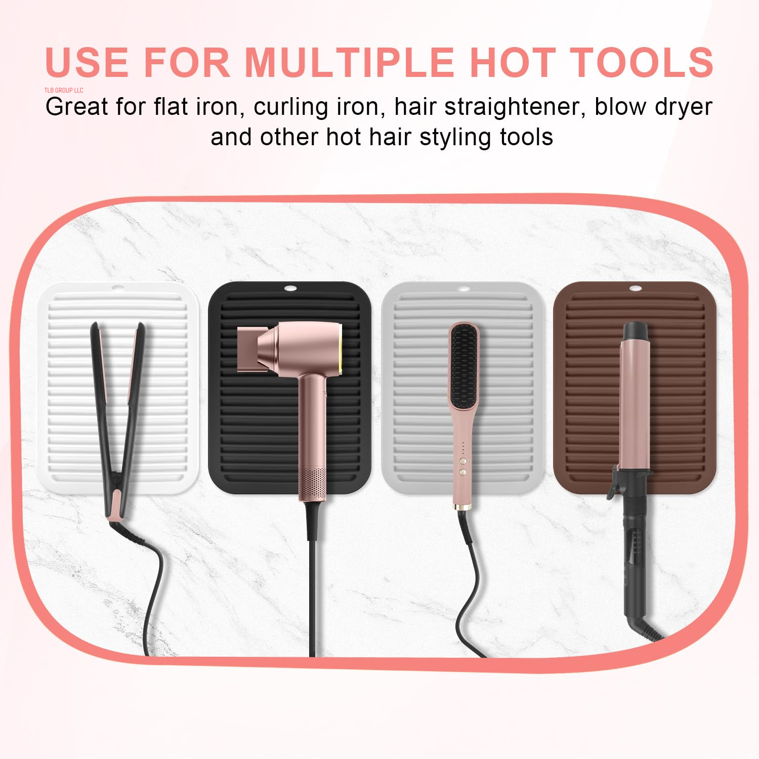 Large Silicone Heat Resistant Mat, Professional Hot Hair Tools Mat for Curling Iron, Flat Iron, Hair Straightener, Portable Hot Pad Cover with Velcro for Travel Home Salon(11.8" X 9.0")