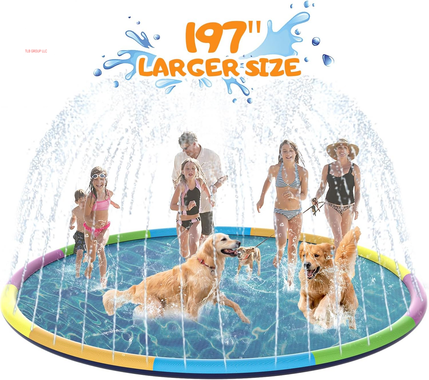 Large Splash Pad, Sprinkler for Dogs and Kids, 0.5Mm Thickened Durable and Foldable Large Pool, Colorful Summer Outdoor Water Play Mat Toys for Toddlers and Dogs (13 FT/157 In)