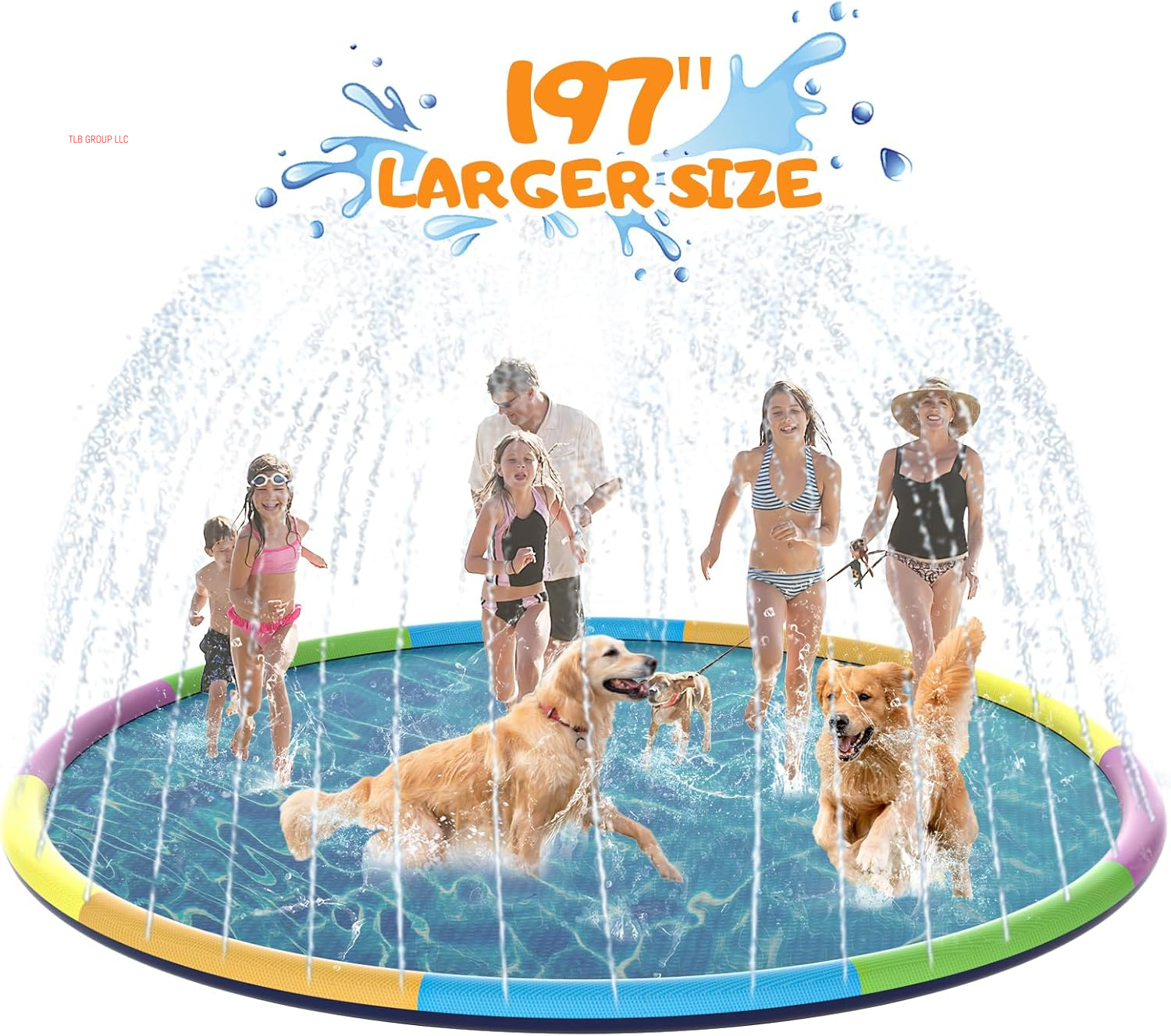 Large Splash Pad, Sprinkler for Dogs and Kids, 0.5Mm Thickened Durable and Foldable Large Pool, Colorful Summer Outdoor Water Play Mat Toys for Toddlers and Dogs (13 FT/157 In)