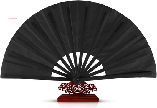 Upgraded Hand Fan for Women Foldable, Line Dance Popping Fan,13 in Large Hand Clack Fans for Dance,Boots on the Ground Fan (Simple Style, Silk Black)