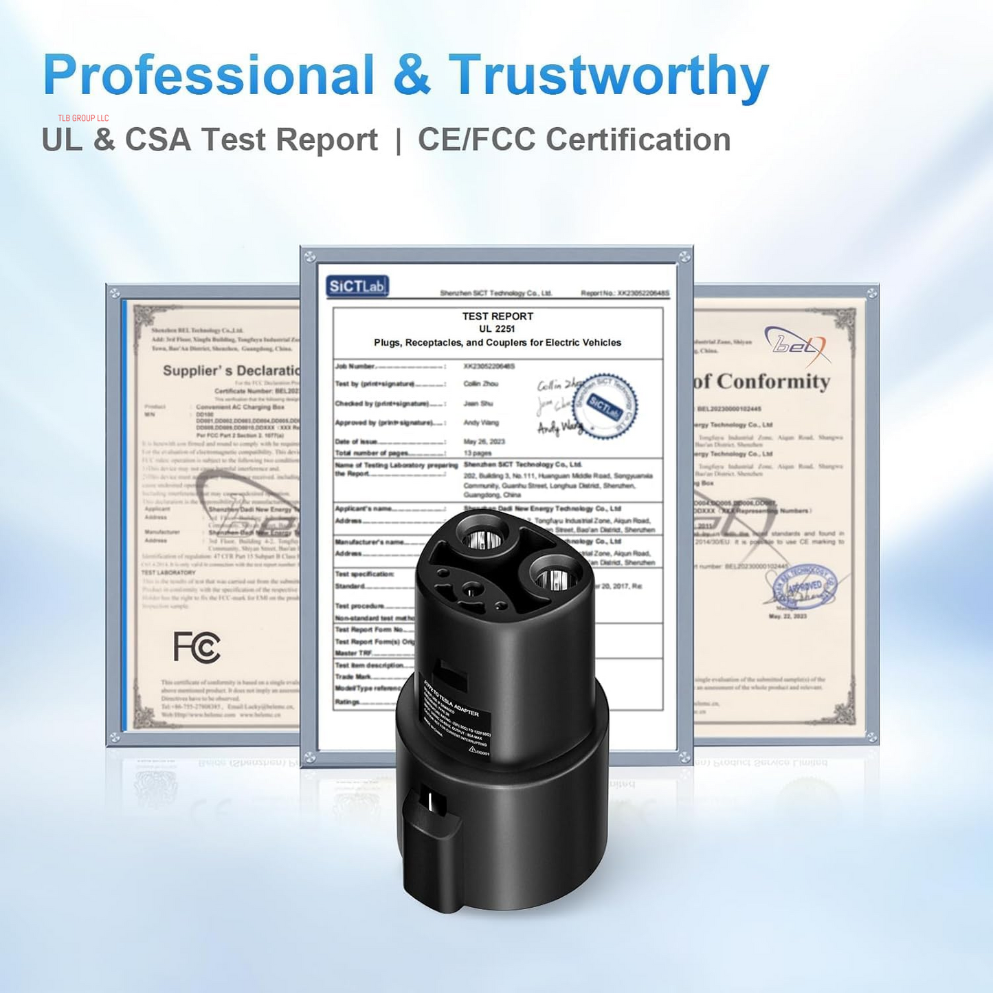 J1772 to Tesla Charger Adapter, Max 80A 280V Fast Charging for Tesla Model 3/Y/X/S with Safety Certified Charger Connecting Charging Adapter, SAE J1772 EV Adapter for Tesla Cars Only