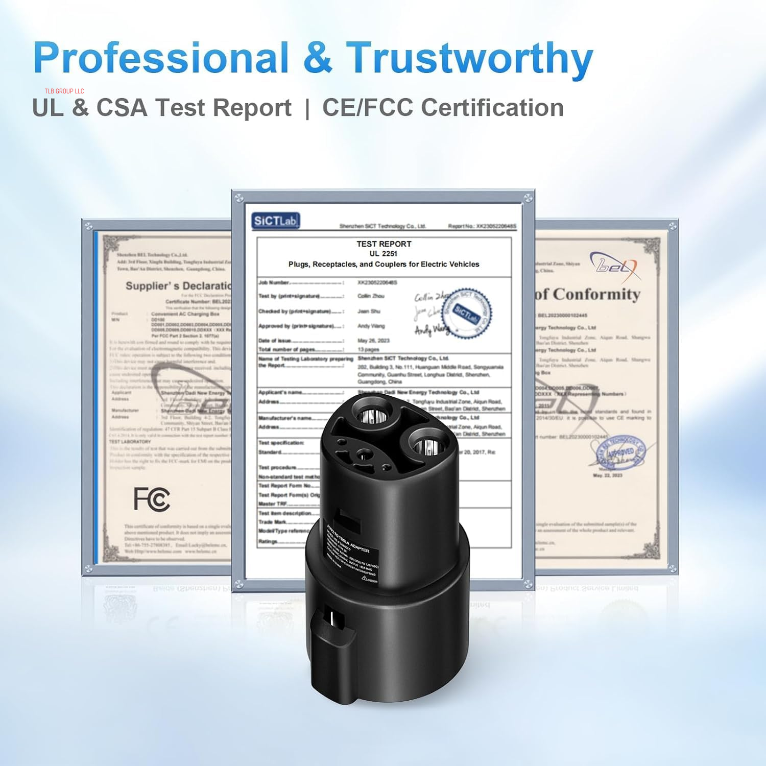 J1772 to Tesla Charger Adapter, Max 80A 280V Fast Charging for Tesla Model 3/Y/X/S with Safety Certified Charger Connecting Charging Adapter, SAE J1772 EV Adapter for Tesla Cars Only