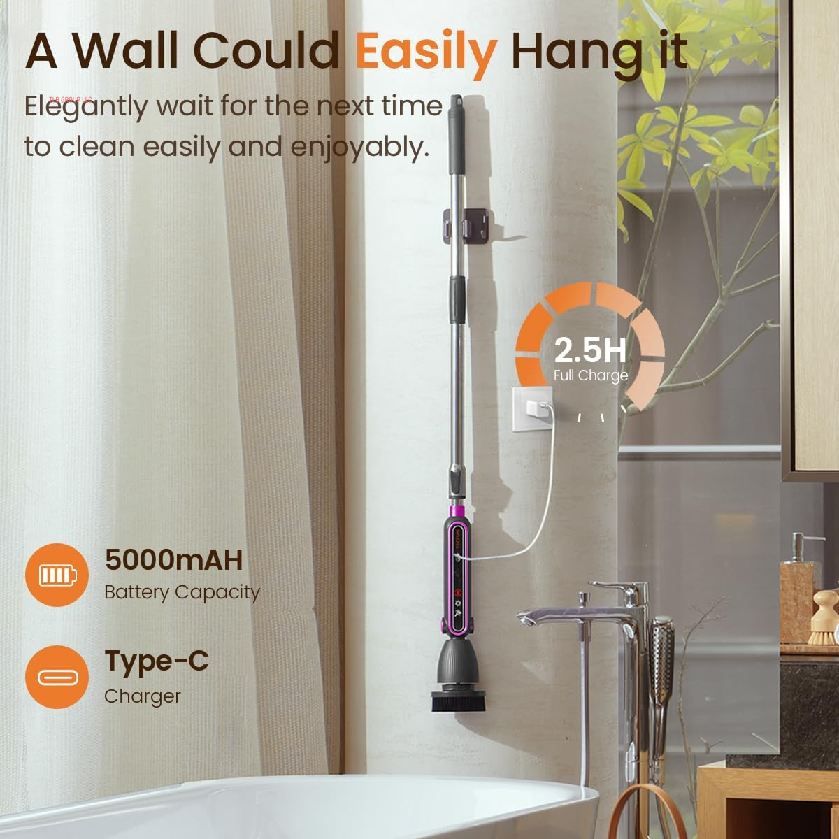 Electric Spin Scrubber 16 in 1 Cleaning Brush with Adjustable Angles & Heads, Bathroom Power Scrubber with Extendable Handle, Interactive LED, Cleaning Supplies for Toilet,Kitchen,Shower-Grey