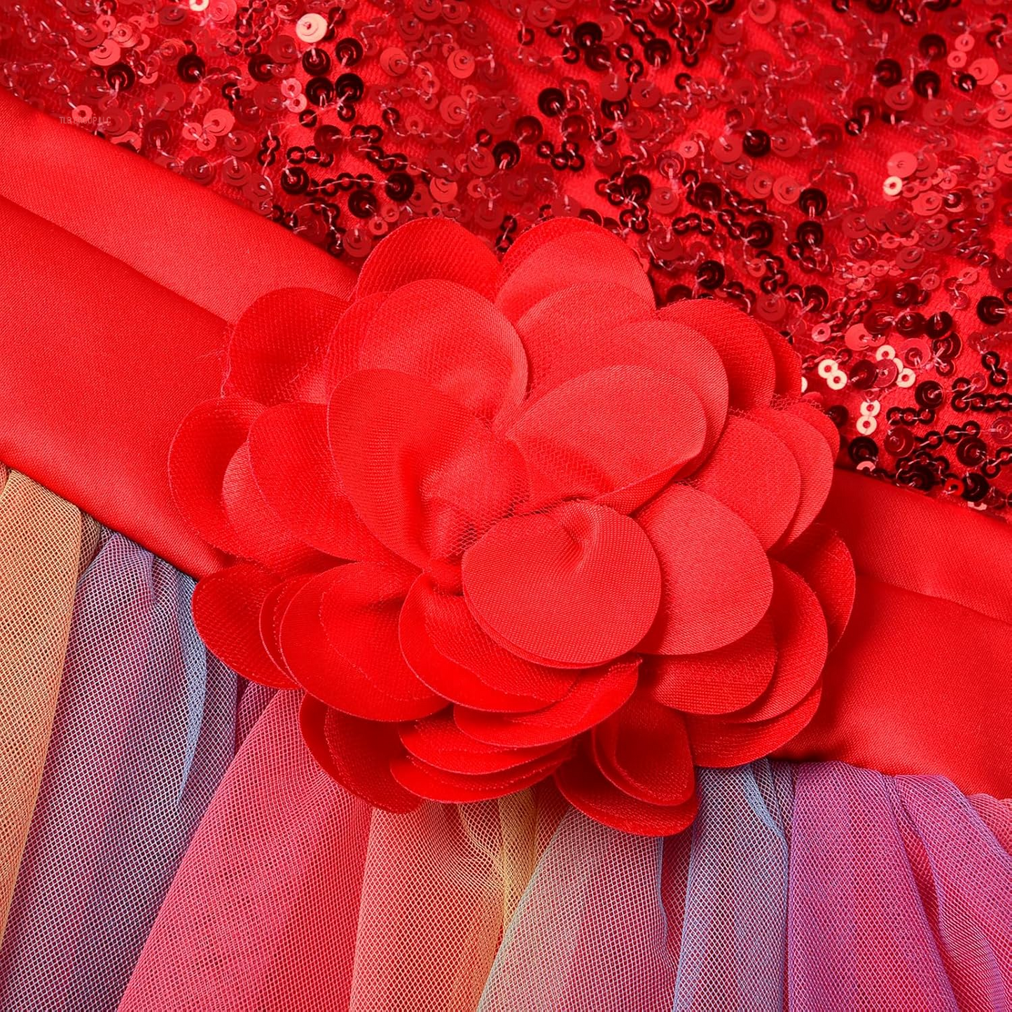 Little Girl'S Sequin Sleeveless Mesh Rainbow Dress for Wedding Party