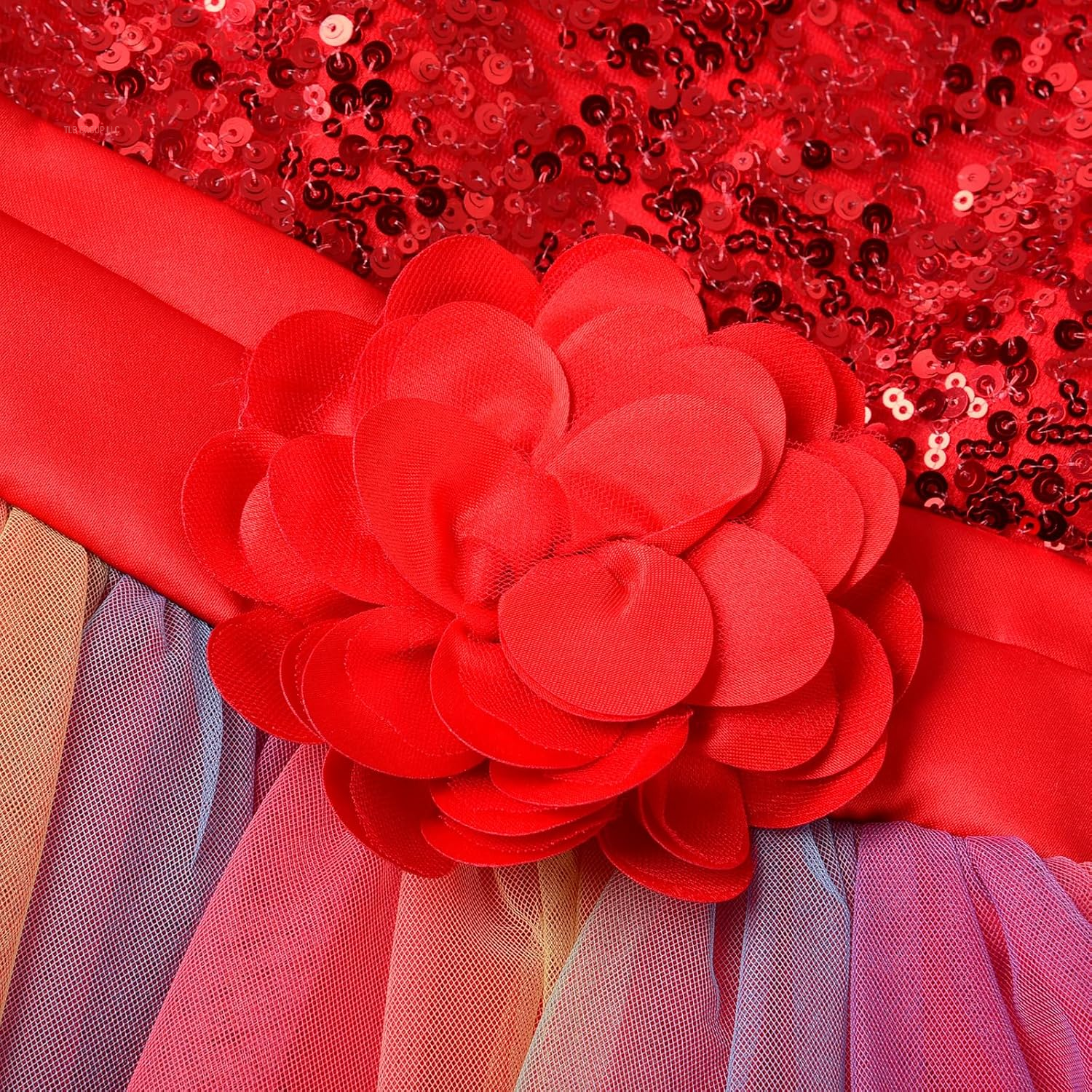 Little Girl'S Sequin Sleeveless Mesh Rainbow Dress for Wedding Party