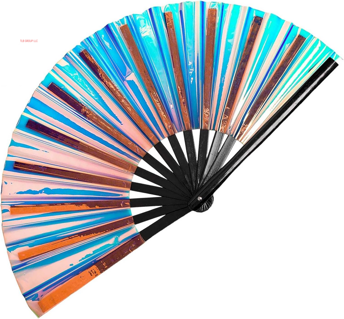 Large Clack Hand Rave Fan Holographic Folding Popping Line Dance Fan Foldable Handheld Clacking Fans for Line Dancing Craft Laser Rave Accessories for Festival Rainbow Outfits Party Club(Light Blue)