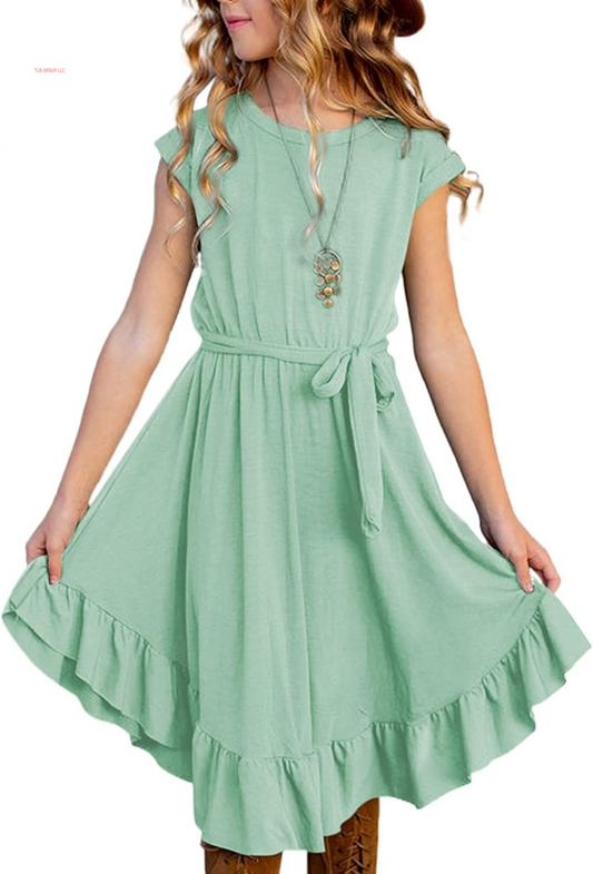 Tween Girl Fashion Swing Dress Boho A-Line Dresses 4-13 Years