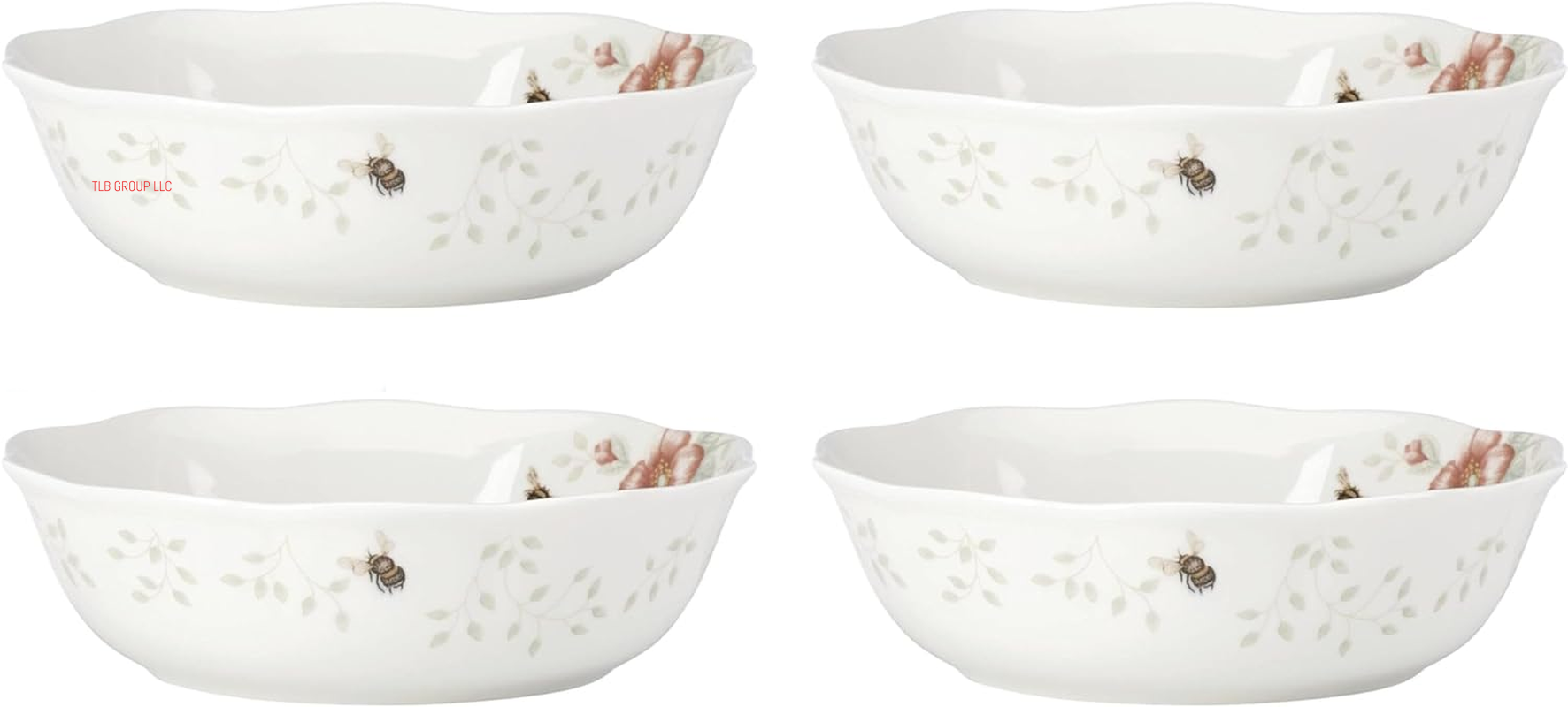 817046 Butterfly Meadow 6-Piece Tidbit Plate Set, White, 3.05 LB
