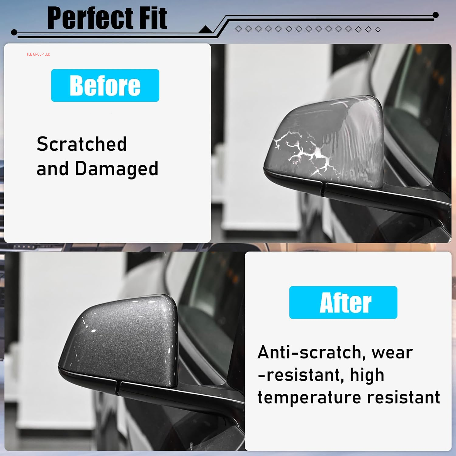 Compatible with Tesla Model Y Mirror Caps Side Mirror Replacement 2020 2021 2022 2023 2024,Left Driver+Right Passenger Side Rear View Mirrors Cover Cap for Tesla Model Y Accessories