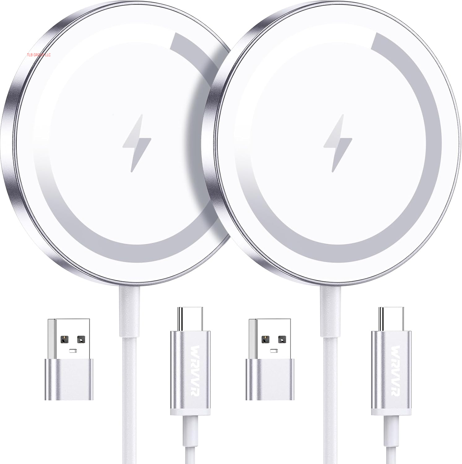 For Apple Mag-Safe Charger 2 Pack, Magnetic Wireless Charger for Iphone 16 15 14 13 12 Pro Max plus Mini, 15W Fast Charging Pad, for Airpods 4/3/2/Pro, Strong Magnet, Silver
