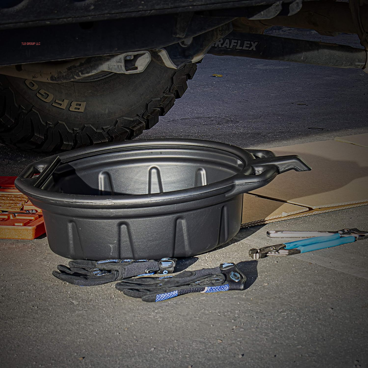 20762A Oil Drain Pan | Black Plastic anti Splash | Motor Oil Drip Catcher Pan | 2 Gallon (8L) Capacity