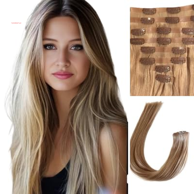 Remy Cuticle Intact Double Drawn Real Human Hair Straight Hair Seamless Invisible Clip in Hair Extentions #2 Dark Chocolate Brown 110G 20 Inch 8 Pcs