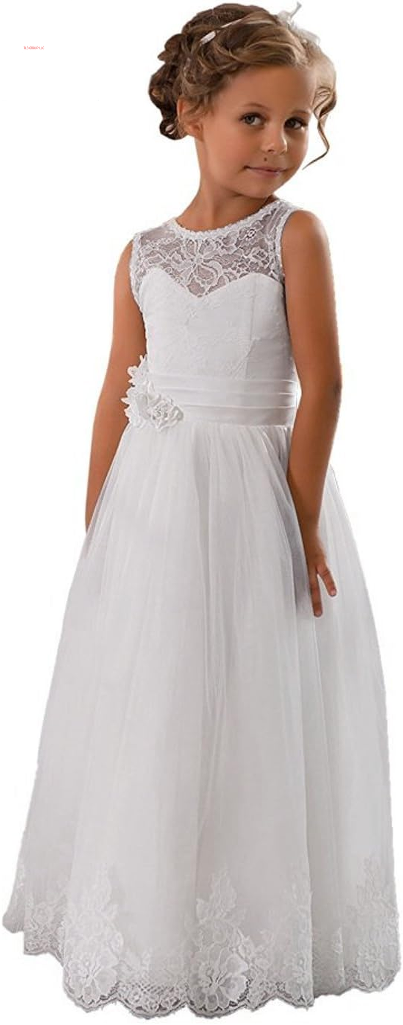 Lace Embellished A-Line Sleeveless Girls Wedding Party Dresses