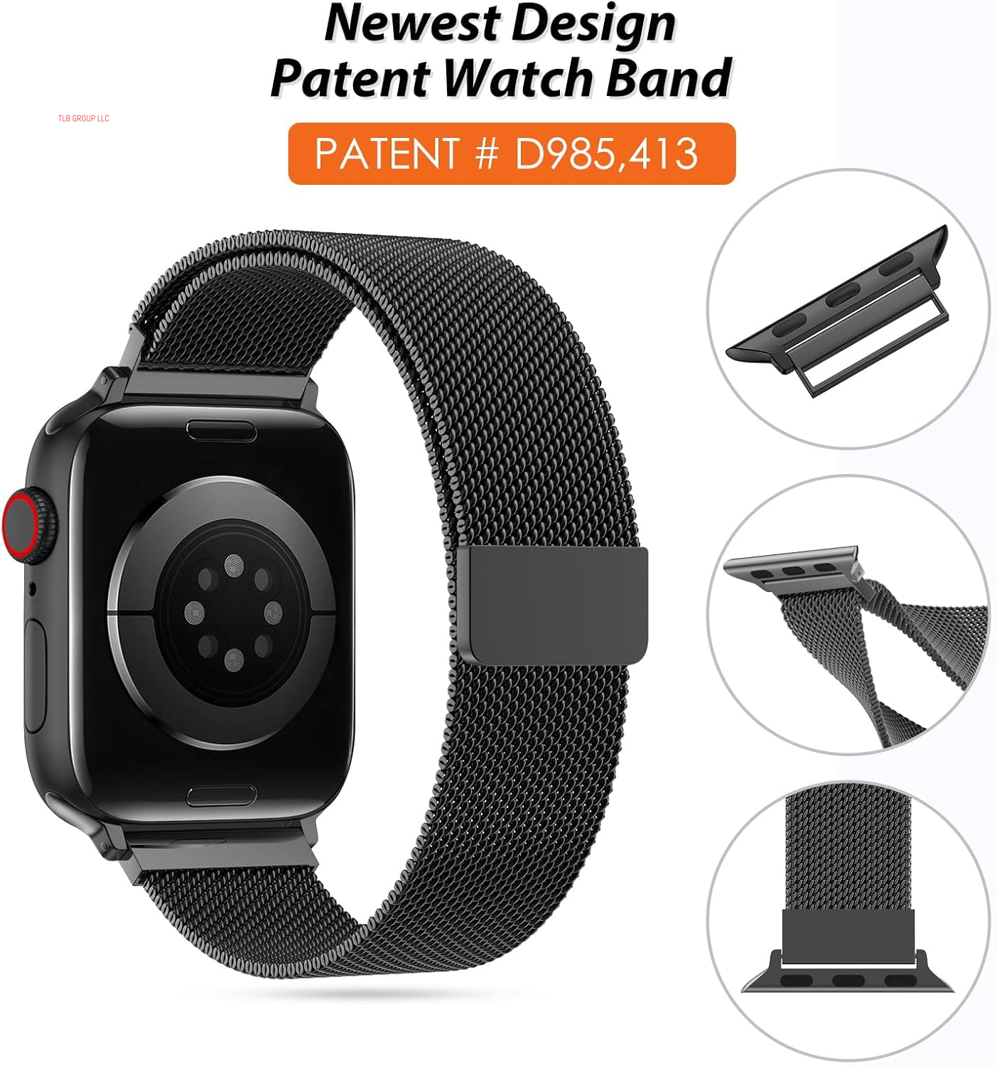 Patented Milanese Loop Compatible with Apple Watch Band 46Mm 44Mm 45Mm 49Mm 38Mm 40Mm 41Mm 42Mm for Women Men, Magnetic Stainless Steel Clasp for Iwatch Bands Series SE 10 9 8 7 6 5 4 3 Ultra 2 1