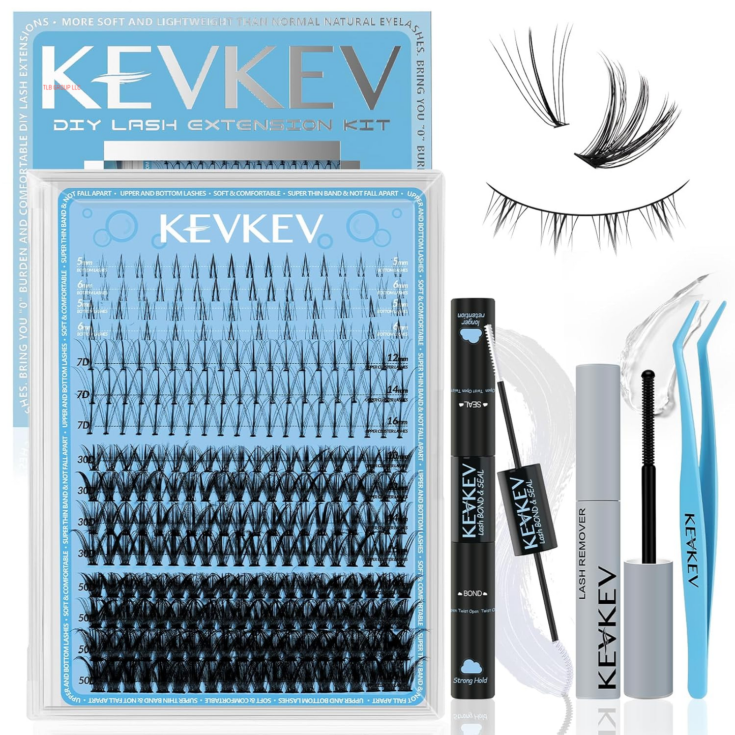 Lash Clusters Kit Lash Extension Kit D Curl Eyelash Extension Kit 280 Pcs Eyelash Clusters Kit Cluster Eyelash Extensions Individual Lashes Kit with Lash Bond and Seal Eyelash Tweezers