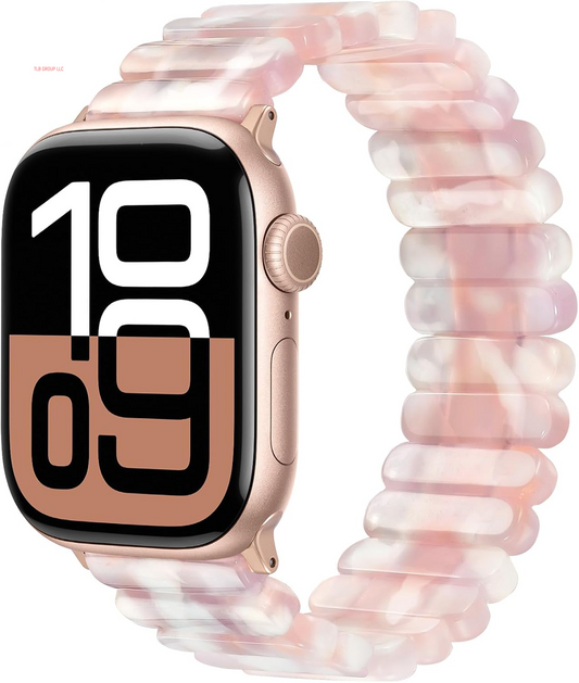 Resin Stretchy Band Compatible with Apple Watch 38/40/41Mm, 42/44/45/46/49Mm Fashion Cute Strap for Iwatch 10/9/8/7/6/5/4/3/2/1/SE Lightweight Elastic Bracelet Wristband Women,S/M