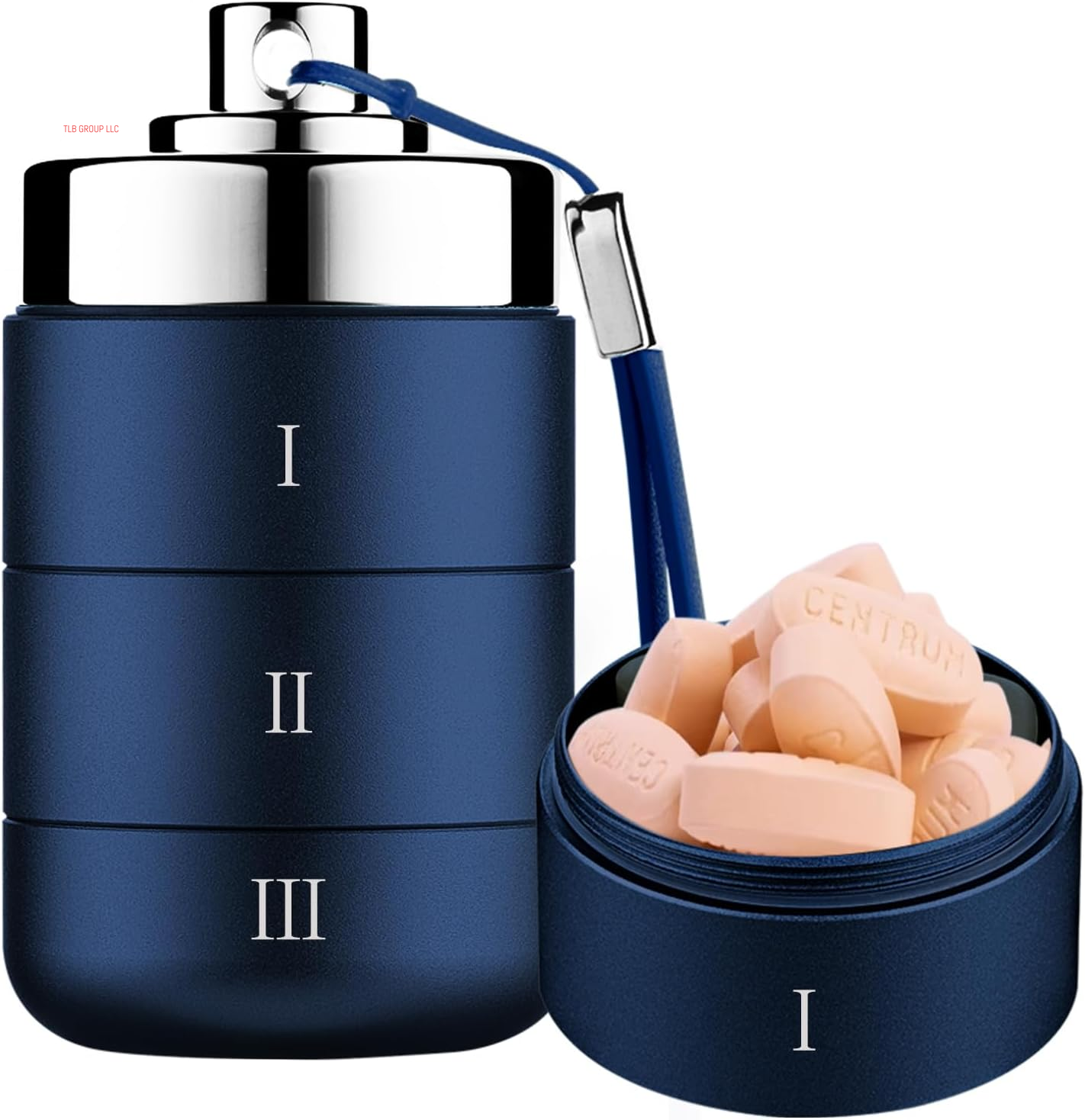 Metal Travel Pill Organizer, Portable 7 Day Vitamin Organizer Stackable, Waterproof 1 Times a Day Pill Box, Large Pill Container, Daily Medicine Organizer for Vitamin, Fish Oil, Supplement