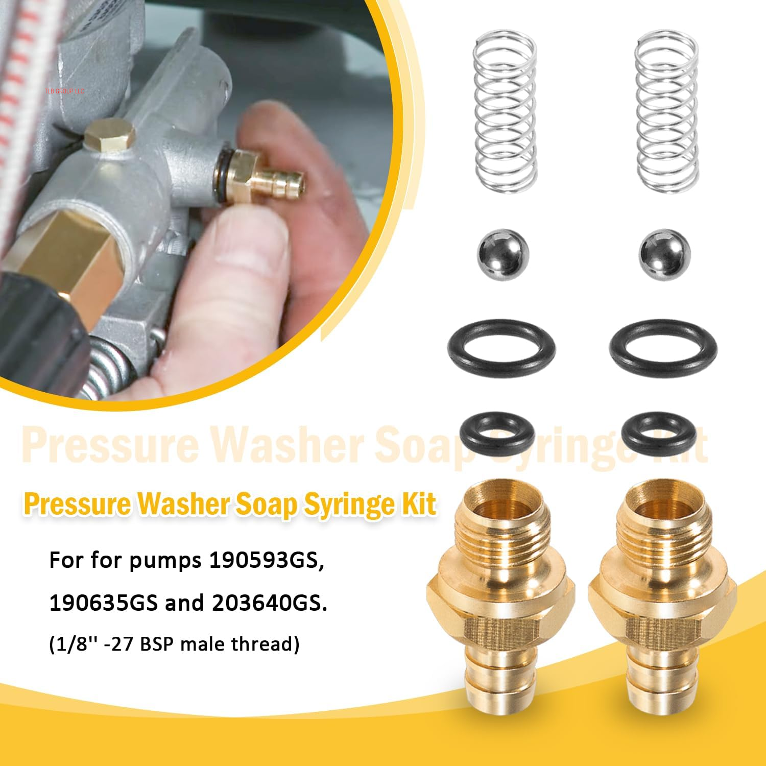 Pressure Washer Chemical Soap Injector Kit for Briggs and Stratton, Homelite, Ryobi and Husky Replaces 190593GS 190635GS and 203640GS (2 Set)