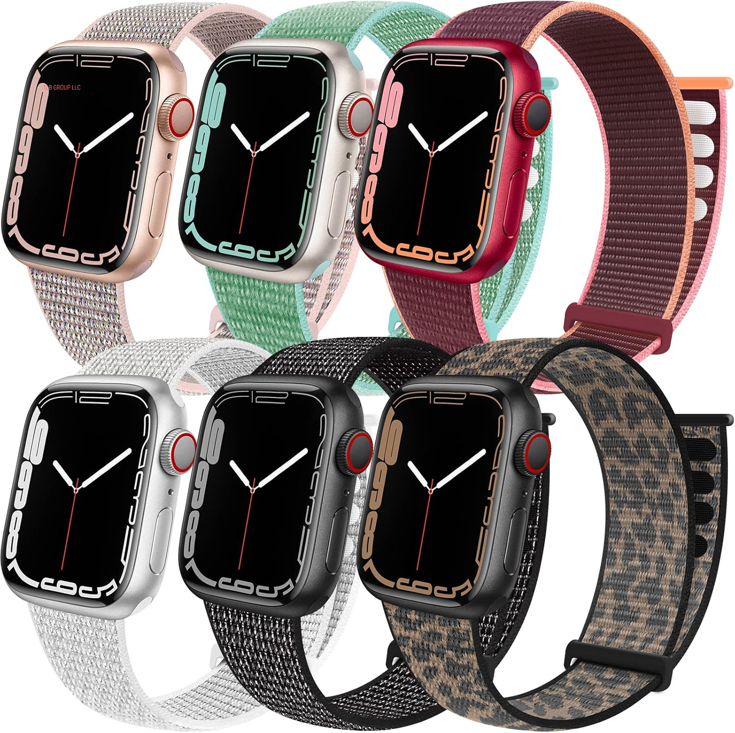 6 Pack Sport Loop Band Compatible with Apple Watch 38Mm 40Mm 41Mm 42Mm 44Mm 45Mm 46Mm 49Mm for Iwatch Ultra Series 10 9 8 7 6 5 SE 4 3 2 1 Strap Nylon Women Men Stretchy Braided Wristband Breathable