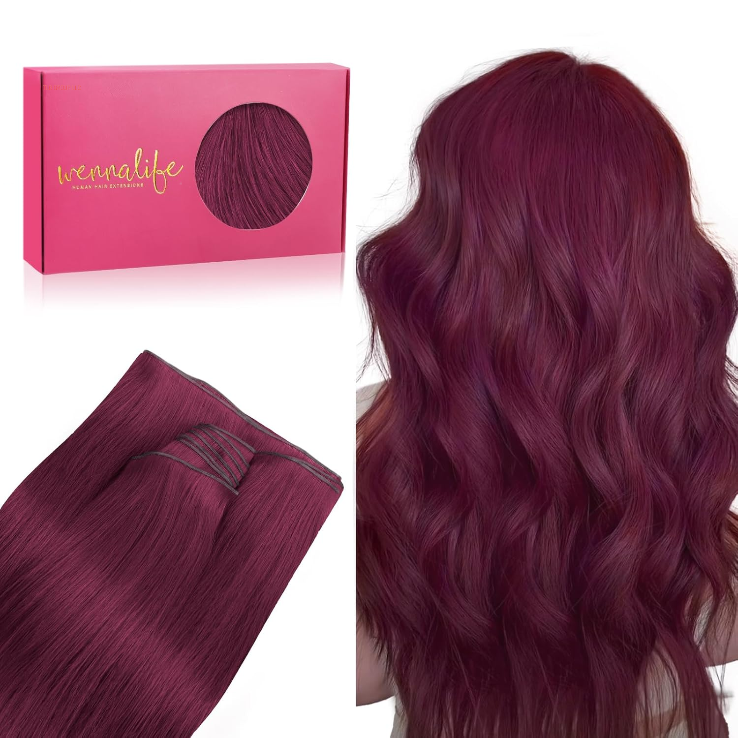 Sew in Hair Extensions Real Human Hair, 14 Inch 80G Light Blonde Highlighted Golden Blonde Machine Weft Hair Extensions Human Hair Hand Tied Weft Hair Extensions Sew In