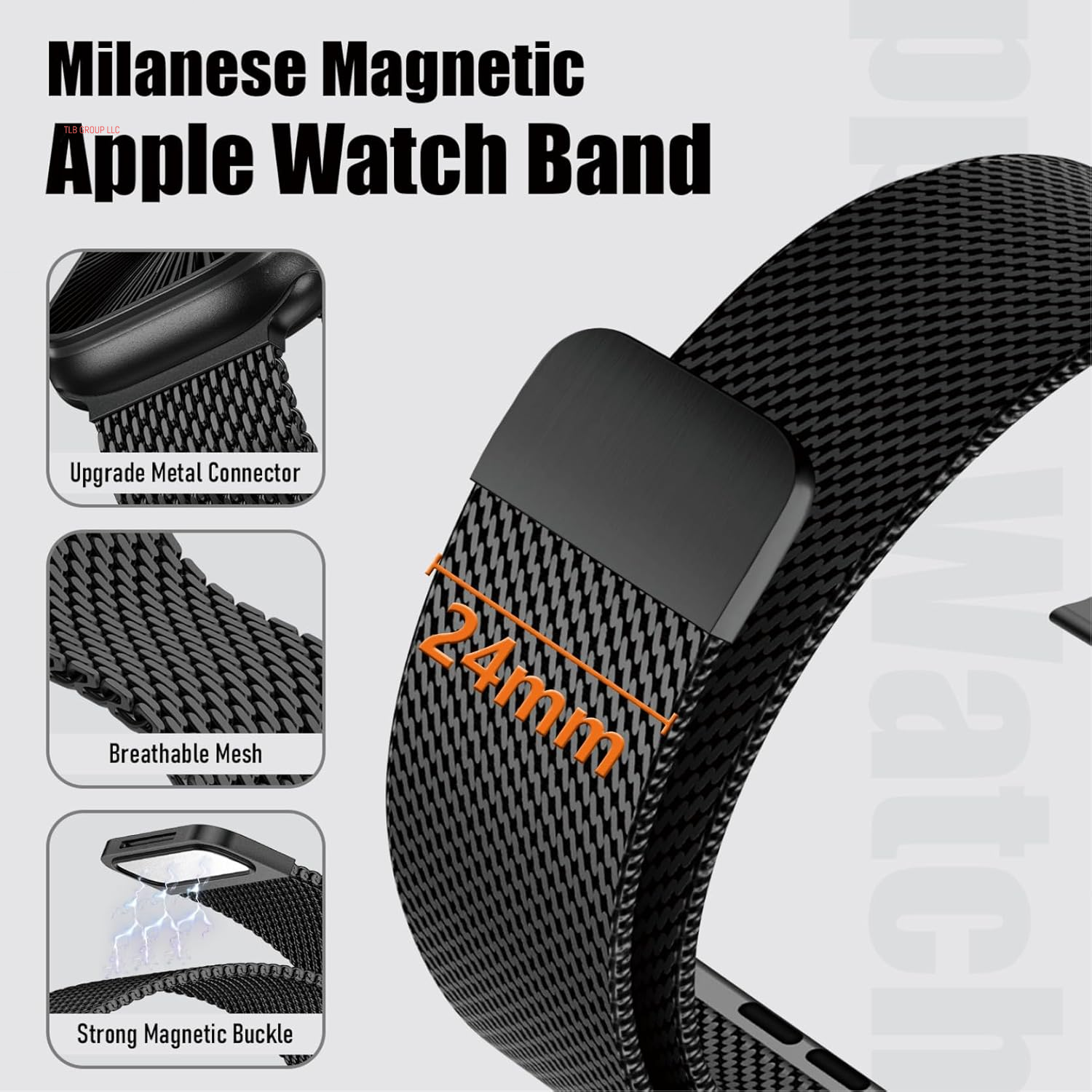 Milanese Mesh Loop Compatible with Apple Watch Ultra 2 Band 49Mm 46Mm 45Mm 44Mm Men Women,Stainless Steel Wider Metal Strap Magnetic Buckle Strap for Iwatch Ultra2/Ultra SE Series 10/9/8/7/6/5/4/3