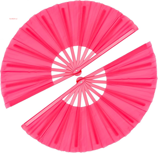 13 Inch Clack Popping Line Dancing Fans Boots on the Ground Large Foldable Hand Fan Make Sound for Dance Rave (Pink 2 Pack)