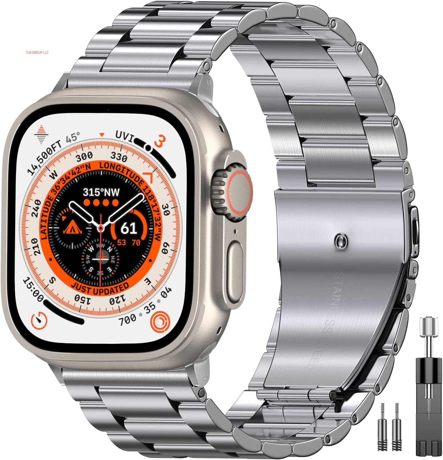 Metal Band Compatible with Apple Watch Band 49Mm 46Mm 45Mm 44Mm 42Mm 41Mm 40Mm 38Mm Men & Women, Business Stainless Steel Strap for Iwatch Bands Ultra 2, SE, Ultra Series 9 8 7 6 5 4 3 2 1