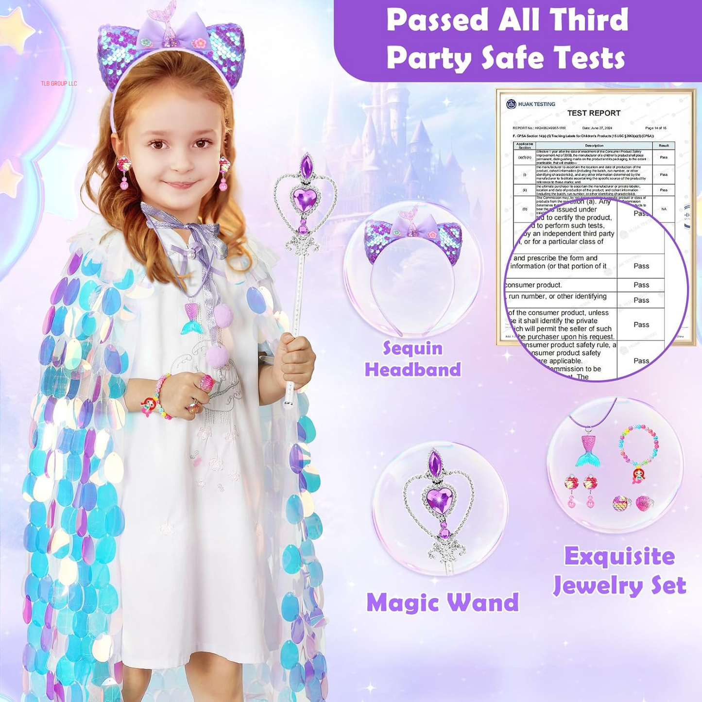 Princess Dress up for Girls 4-6, Mermaid Toddler Toys for Ages 3-8, 8 Pcs Shiny Sequin Princess Cape Set Kids Toys, Princess Girl Toys for Easter Halloween Birthday Christmas Gifts Party Favors