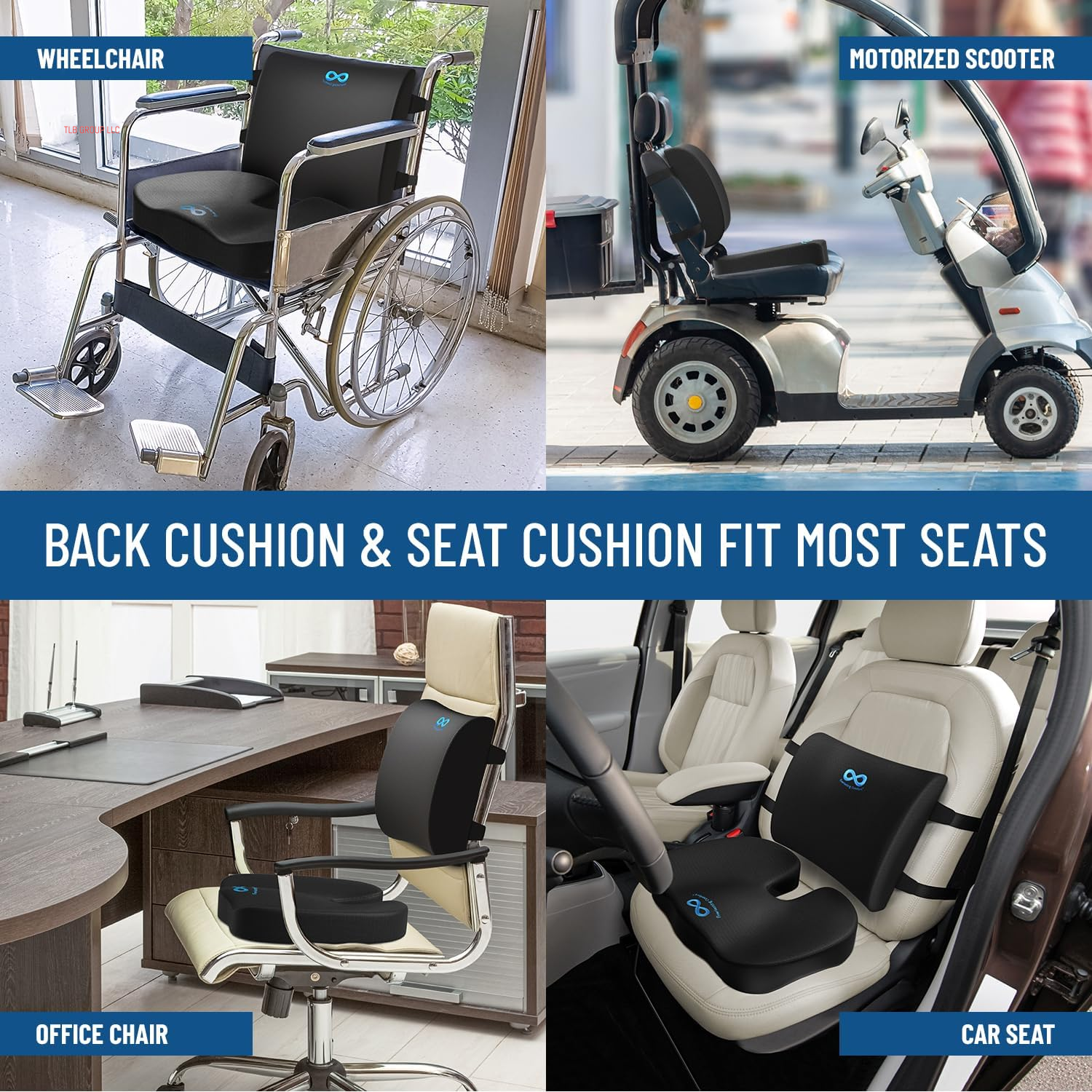 Gel Infused Memory Foam Car Seat Cushion & Lumbar Pillow Combo for Tailbone Pain, Sciatica, Sitting Fatigue - Booster Seat for Adults - Ergonomic Car Seat Cushions for Driving TRUCK DRIVER