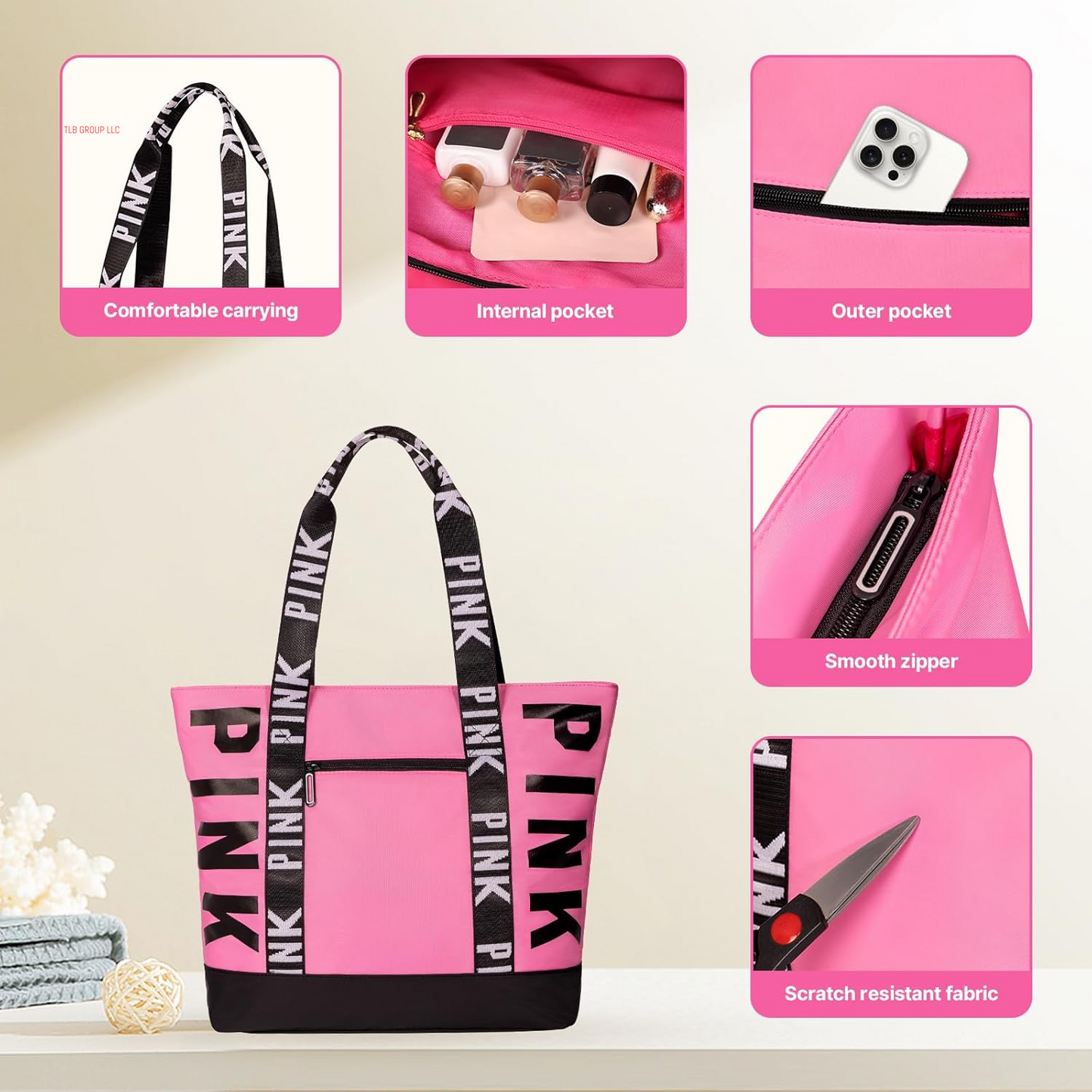 Travel Tote Bag for Women, Large Waterproof Beach Bag for Daily