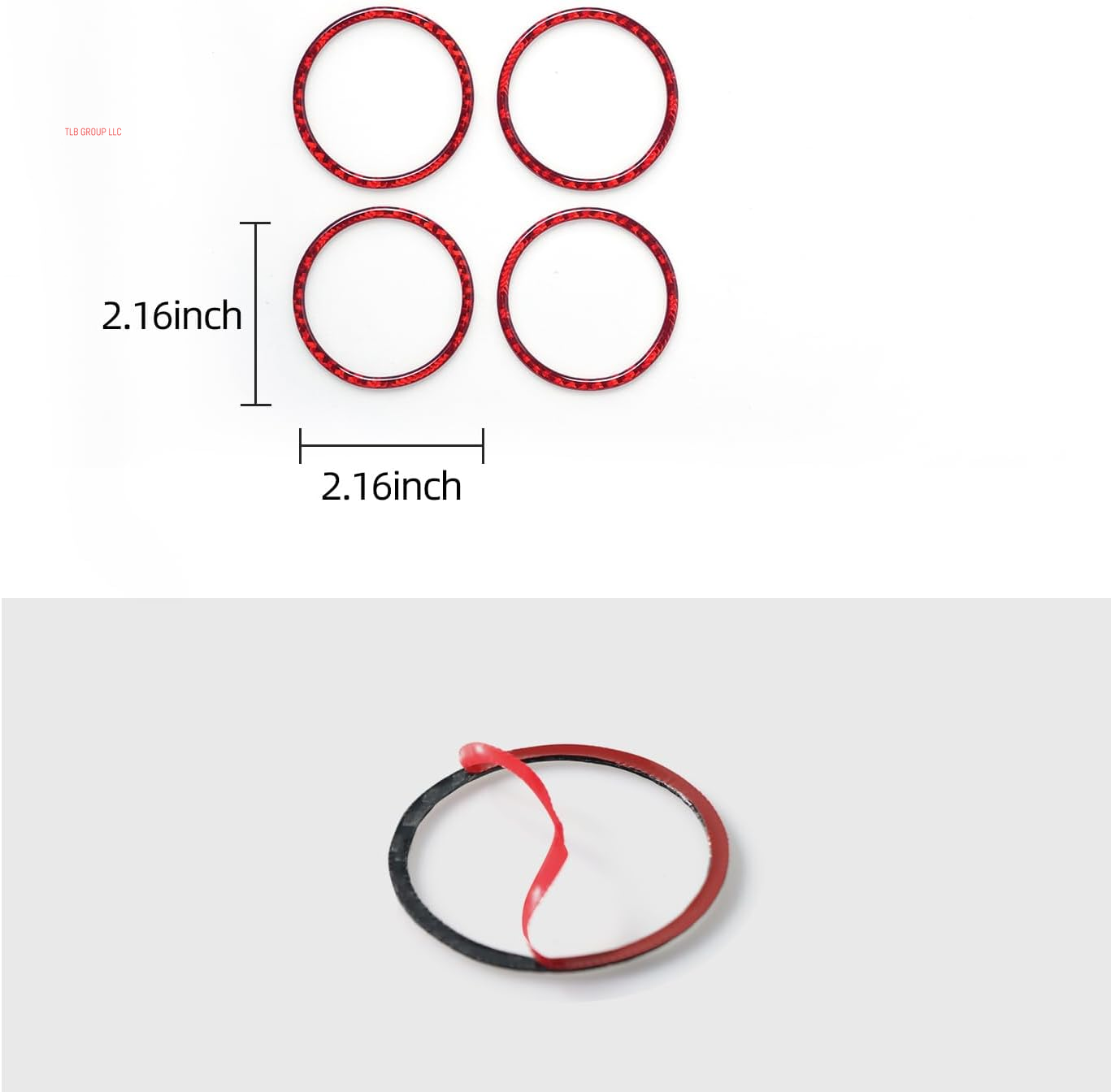Car Wheel Center Decorative Ring Sticker Compatible with Tesla Model 3 Highland Model Y Juniper 2025-2020 Carbon Fiber Hubcaps Wheel Rim Frame Reflective Trim Accessories (Red)