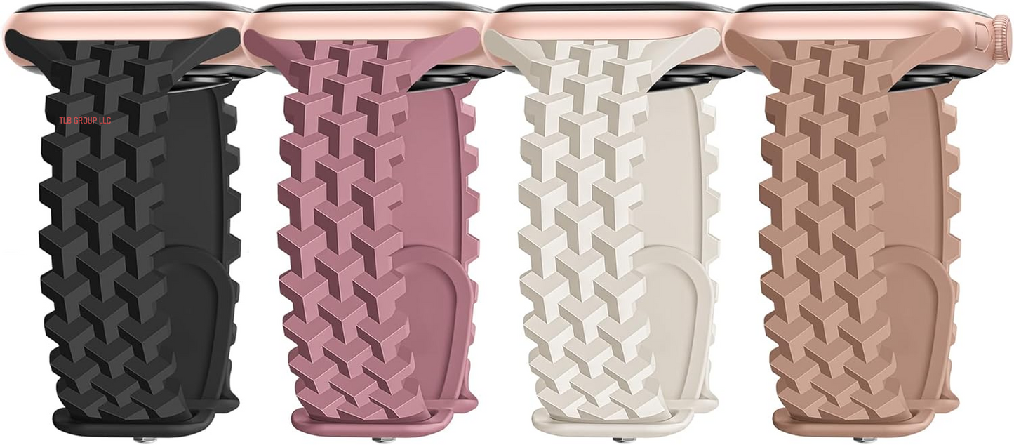 4 Pack Silicone Braided Y-Design Bands Compatible with Apple Watch Band 38Mm 40Mm 41Mm 42Mm 44Mm 45Mm 46Mm 49Mm for Women Men, Slim Bands for Iwatch Series 10 9 8 7 6 5 4 3 2 1/Se/Ultra
