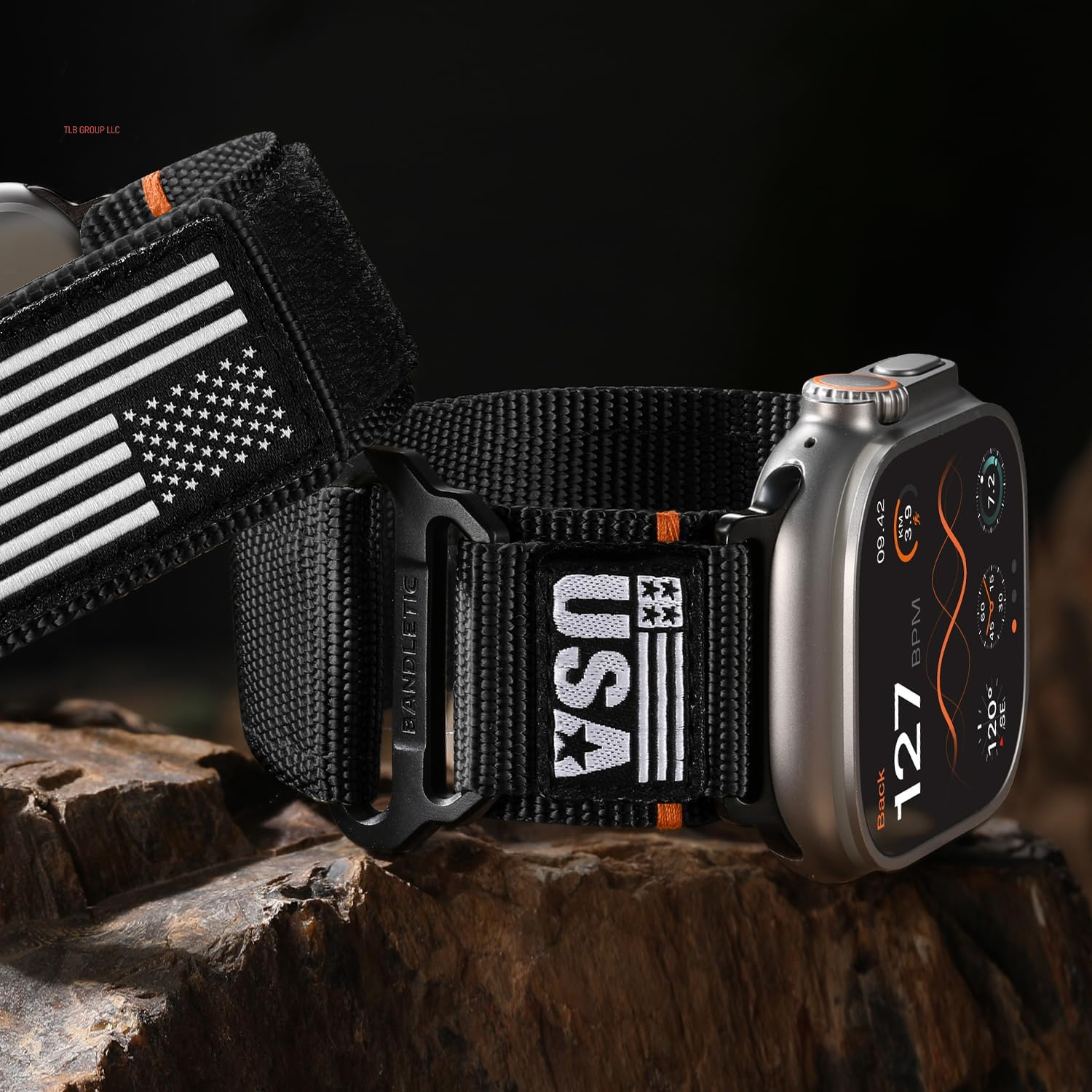 Rugged Nylon Compatible with Apple Watch Bands for Men, Sport Workout Band Soft Wristbands for Iwatch Ultra Strap 49Mm Series 10 46Mm 9/8/7 45Mm SE2/6/SE/5/4 44Mm 3/2/1 42Mm, Black, Medium