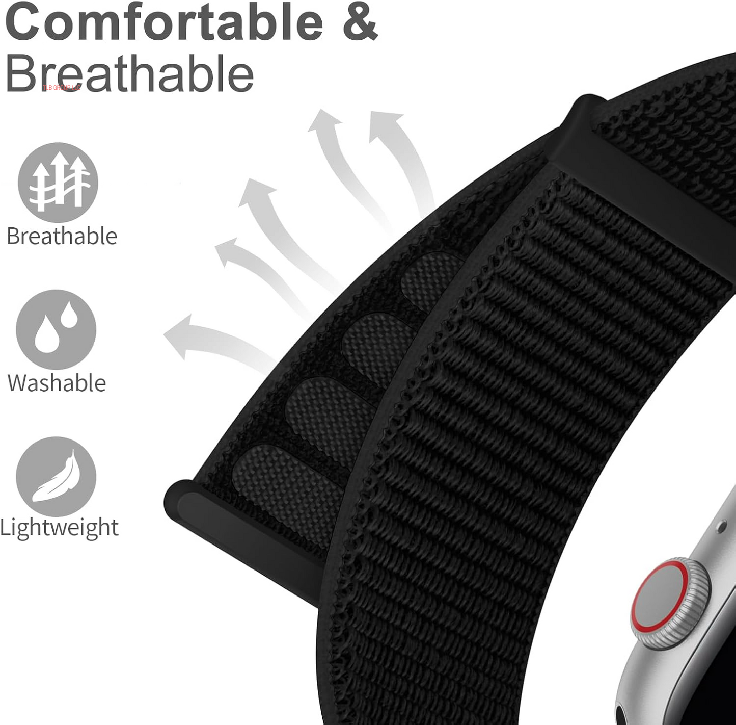 Sport Nylon Loop Band Compatible with Apple Watch Bands 38MM 40MM 41MM 42MM 44MM 45MM 46MM 49MM Women Men,Black Adjustable Straps for Iwatch Band Series 10 SE 9 8 7 6 5 4 3 2 1 Ultra