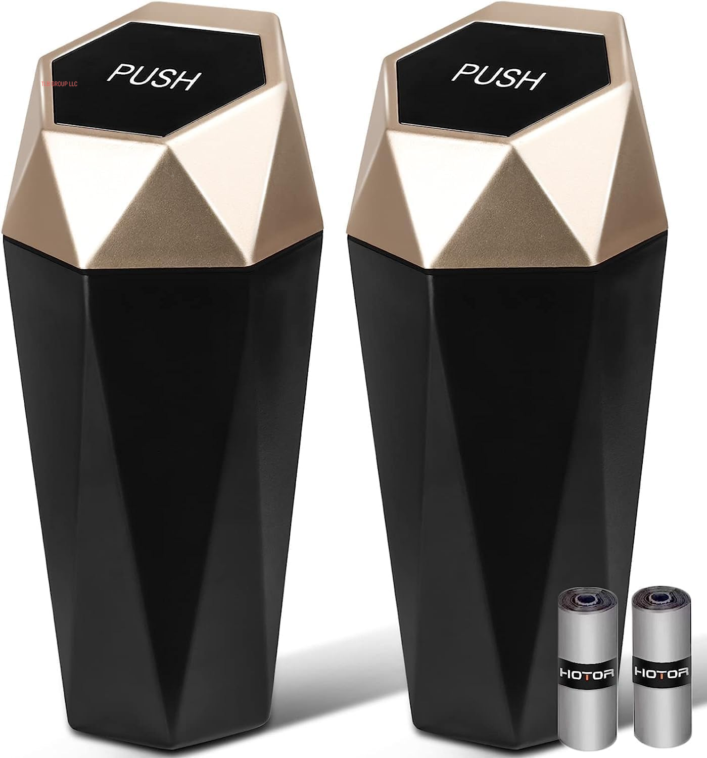 Car Trash Can with Lid - 2 Pack, Mini Essential Car Accessories for Interior, Leakproof Garbage Can with 30 Attached Trash Bags, Multipurpose Organizers and Storage for Car, Home, Office