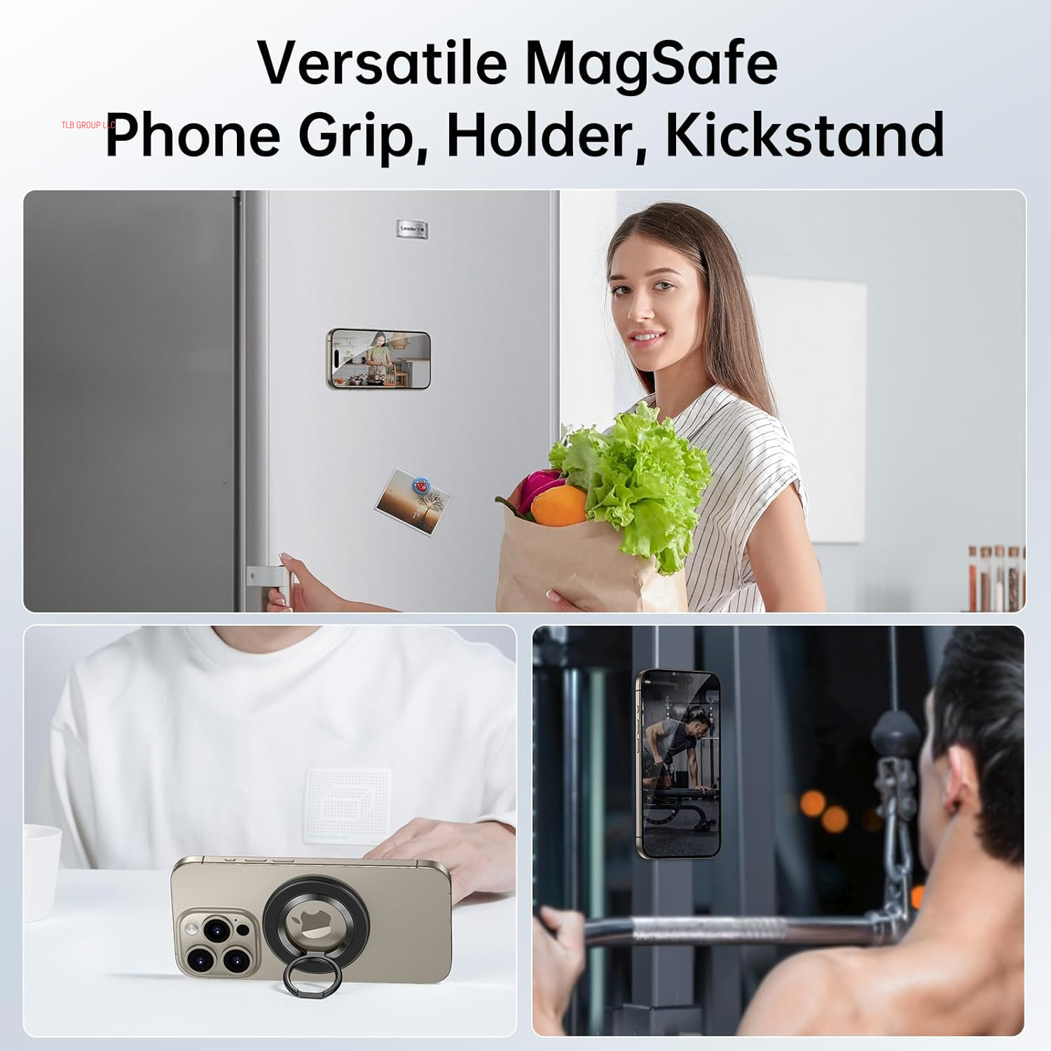 Upgraded Magnetic Phone Ring Holder for Magsafe, Magnetic Cell Phone Grip Stand Finger Ring Kickstand Two-Sided Magnetic Compatible with Iphone 16 Pro Max 15 14 13 12 Magsafe Accessories