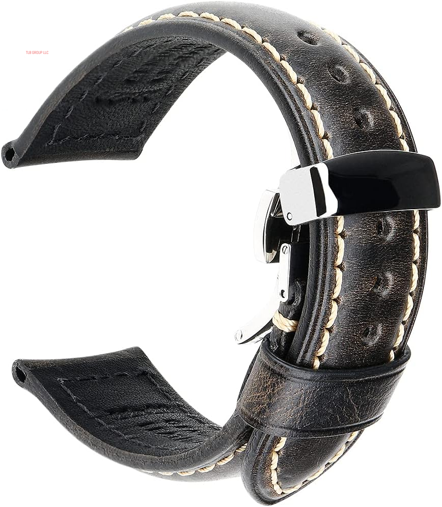 Watch Band, Vintage Oil Wax Leather Watch Straps 18Mm 19Mm 20Mm 21Mm 22Mm 23Mm 24Mm 26Mm Watch Belt for Men Women