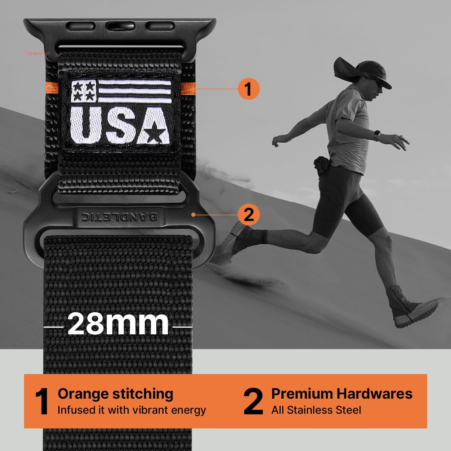 Rugged Nylon Compatible with Apple Watch Bands for Men, Sport Workout Band Soft Wristbands for Iwatch Ultra Strap 49Mm Series 10 46Mm 9/8/7 45Mm SE2/6/SE/5/4 44Mm 3/2/1 42Mm, Black, Medium