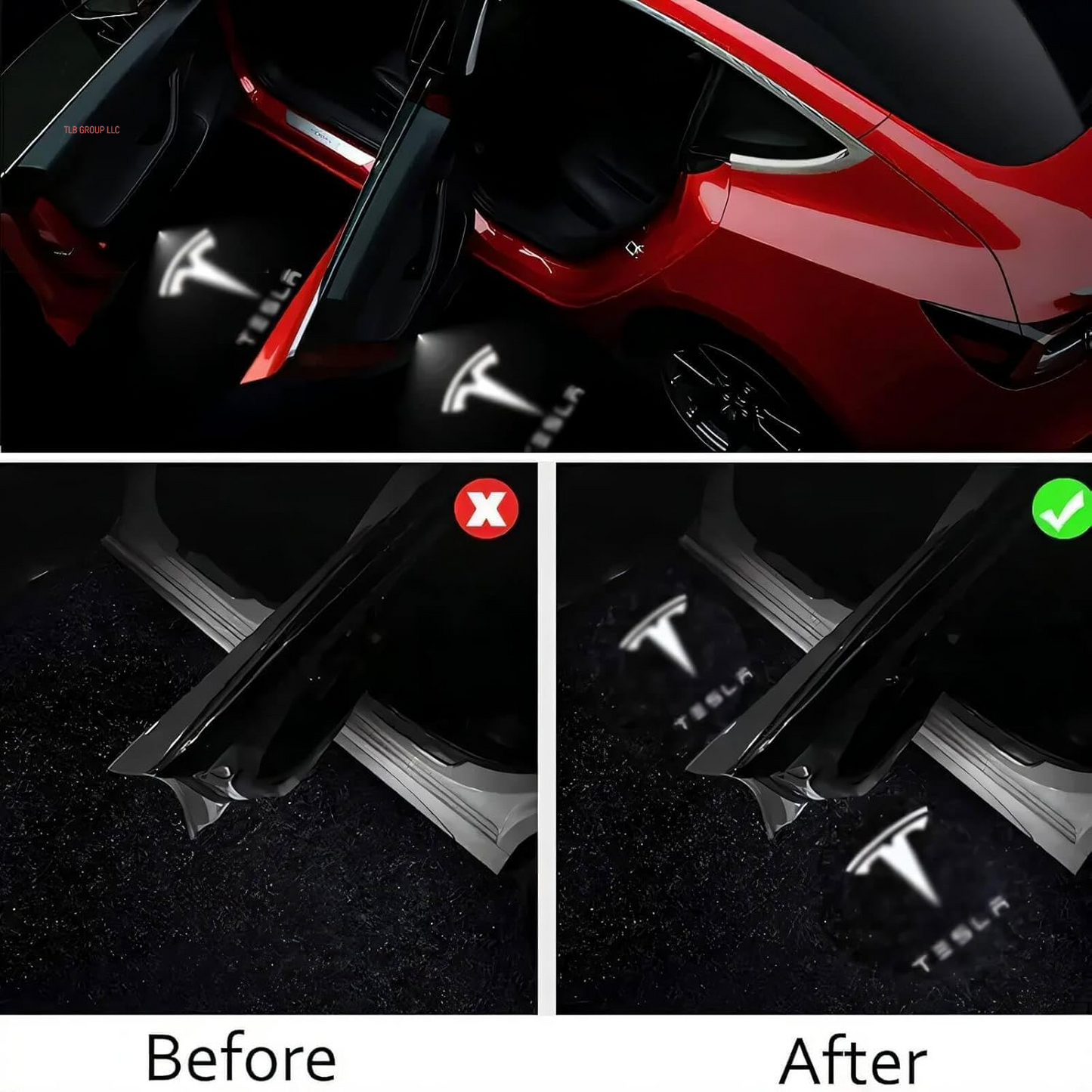 Puddle Light Compatible with  Model 3 Y S X 2023 2024 2025 Accessories for  Car Door LED Logo Projector Puddle Lights Ultra-Brights Step Welcome 3D Laser Ghost Shadow Light (2Pcs)