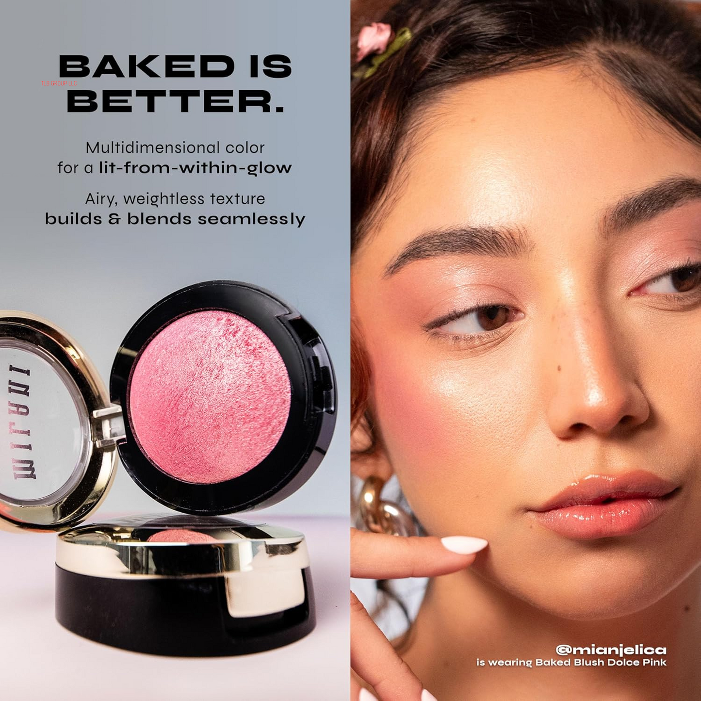 Baked Blush, Powder Blush for Cheeks, Cruelty Free Makeup - Shape, Contour & Highlight Face for a Shimmery or Matte Finish -Dolce Pink