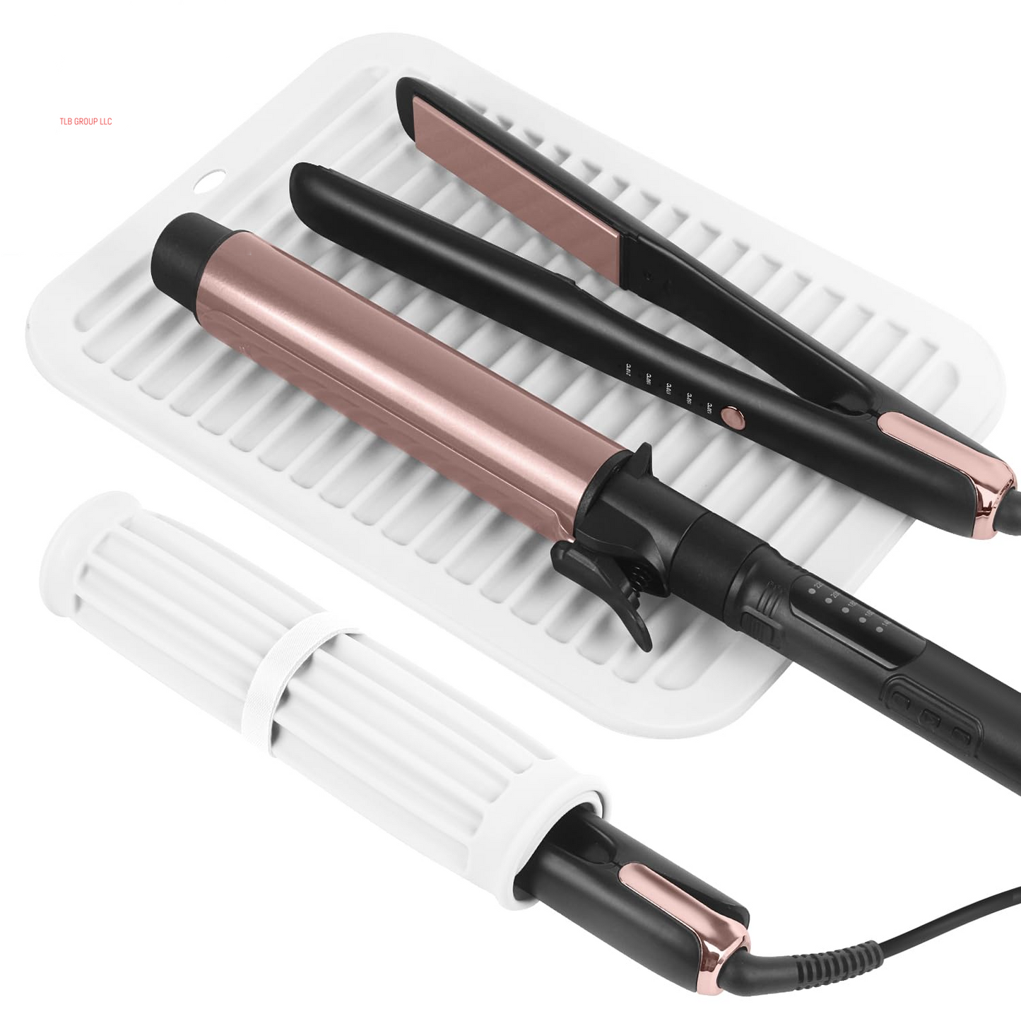 Large Silicone Heat Resistant Mat, Professional Hot Hair Tools Mat for Curling Iron, Flat Iron, Hair Straightener, Portable Hot Pad Cover with Velcro for Travel Home Salon(11.8" X 9.0")